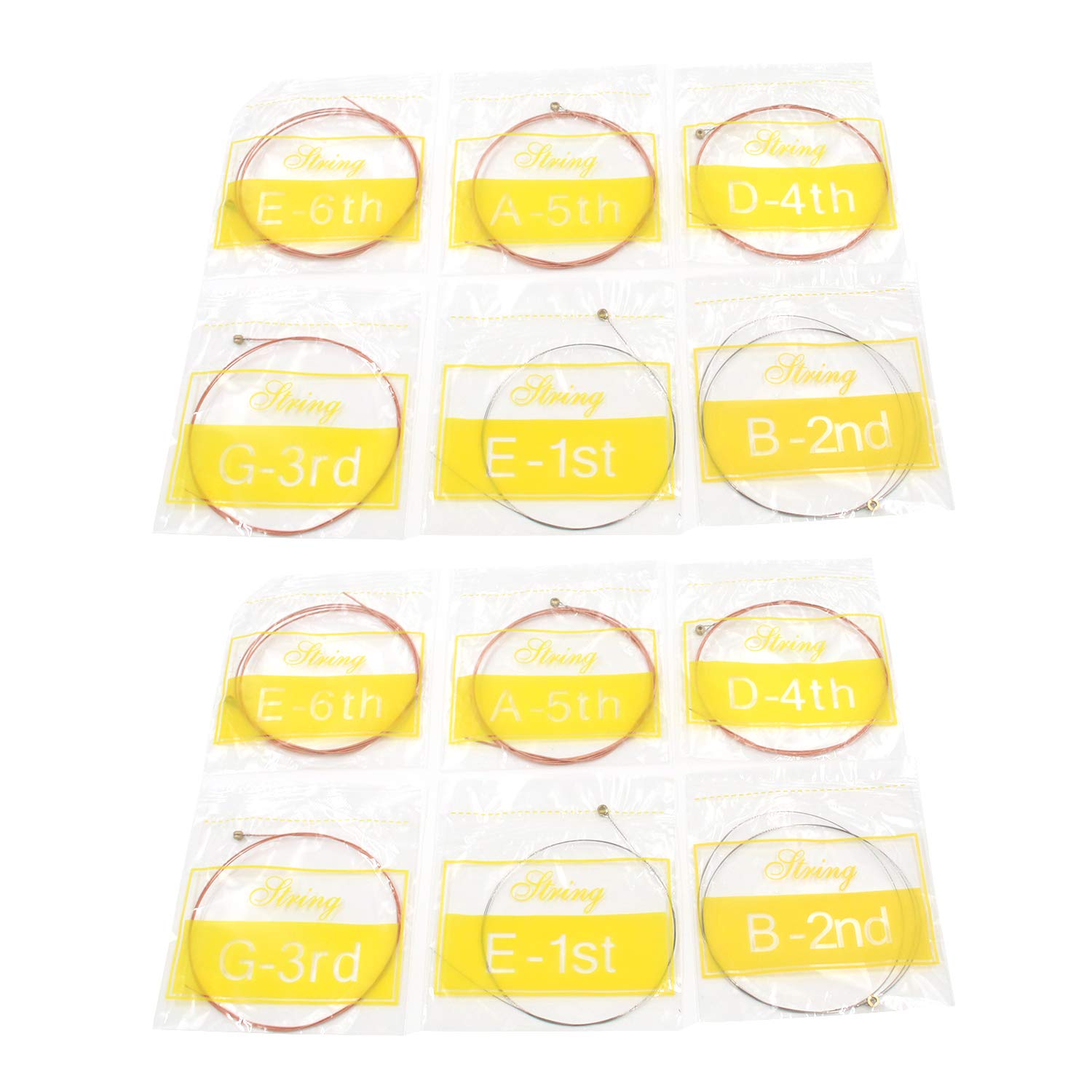 **Geesatis 2 Sets of 6 Acoustic Guitar Strings - Steel Replacement Strings (E-1st, B-2nd, G-3rd, D-4th, A-5th, E-6th) - Rose Red & Silver for Clear, Bright Tone - Perfect for Beginners & Professionals, Live Performances & Studio Recording**