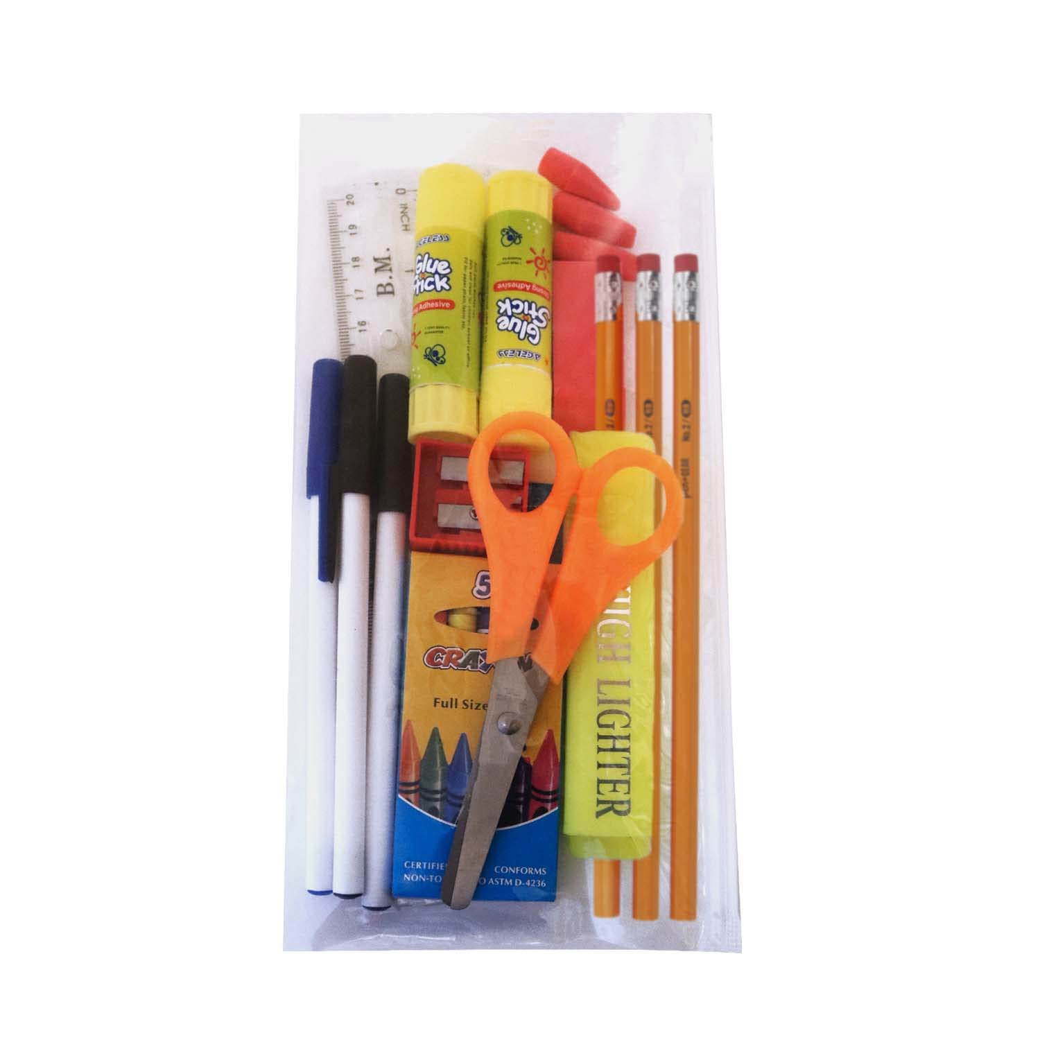 22-Piece Bulk School Supplies Kit for K-12 Students - Essential Classroom Supplies Box with Pens, Pencils & Crayons - Perfect for Elementary, Middle & High School Back to School, Homeschooling & Study Organization