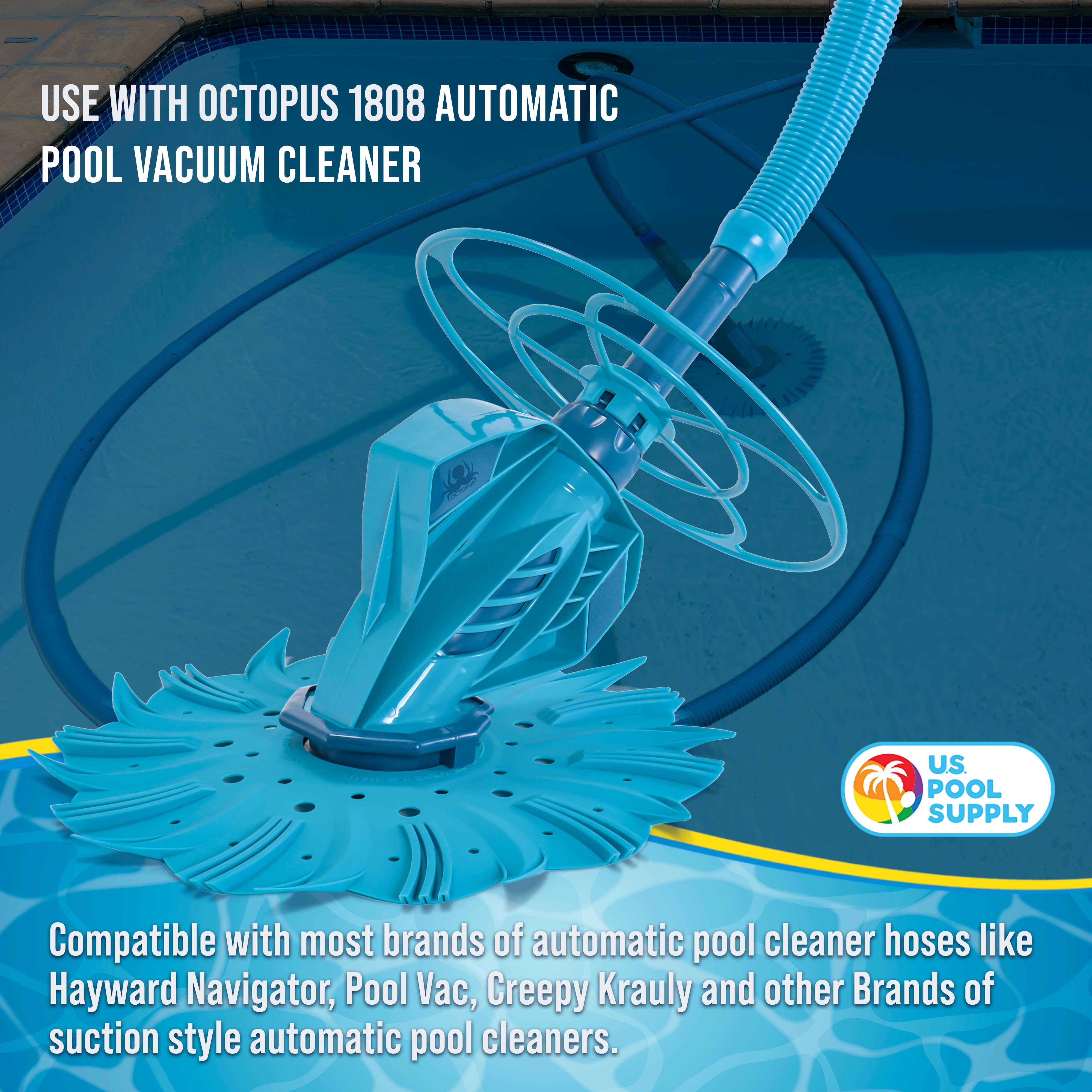 Professional 8-Piece Swimming Pool Vacuum Cleaner Hose Set - 40 Ft Flexible Spiral Wound Connector with 1.5