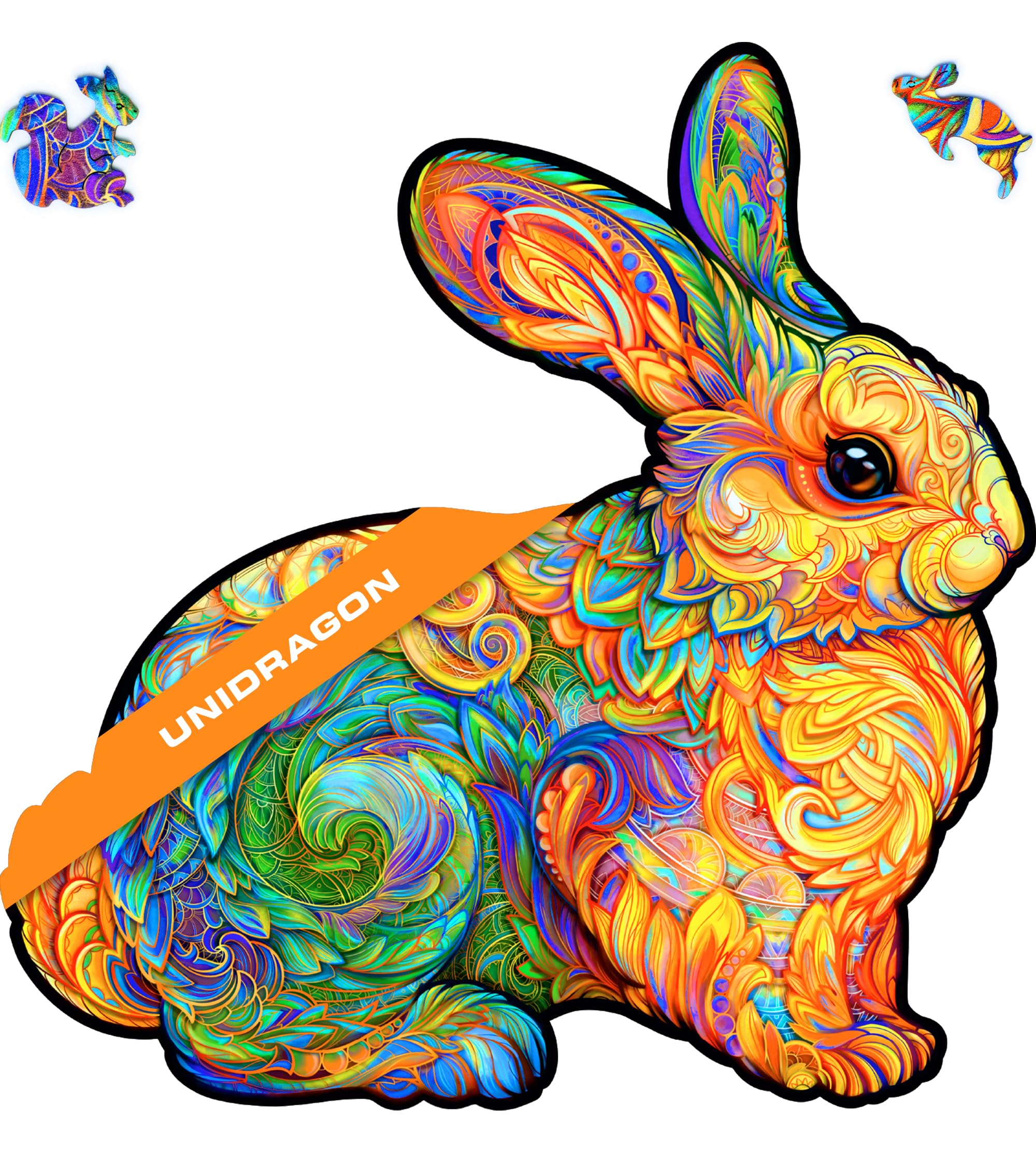 UNIDRAGON Original 700-Piece Wooden Jigsaw Puzzle - Precious Rabbit Design, Large 20.8