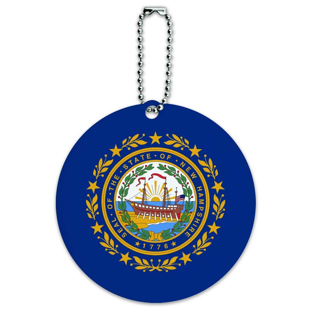 New Hampshire State Flag Round Luggage ID Tag - Durable Suitcase Handle Tag for Carry-On Bags - Perfect for Travel Identification & Souvenir Gift