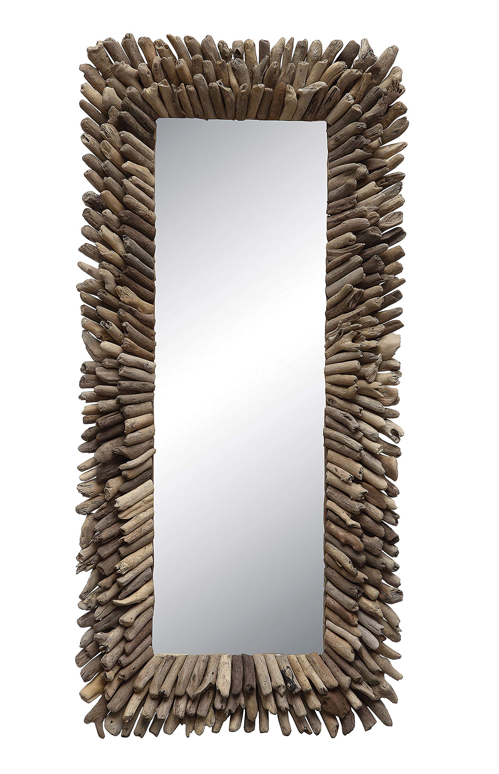 Creative Co-Op Large Rectangle Driftwood Framed Mirror - Rustic Wall Decor for Living Room, Bedroom & Bathroom - Natural Wood Accent Piece for Home Decor