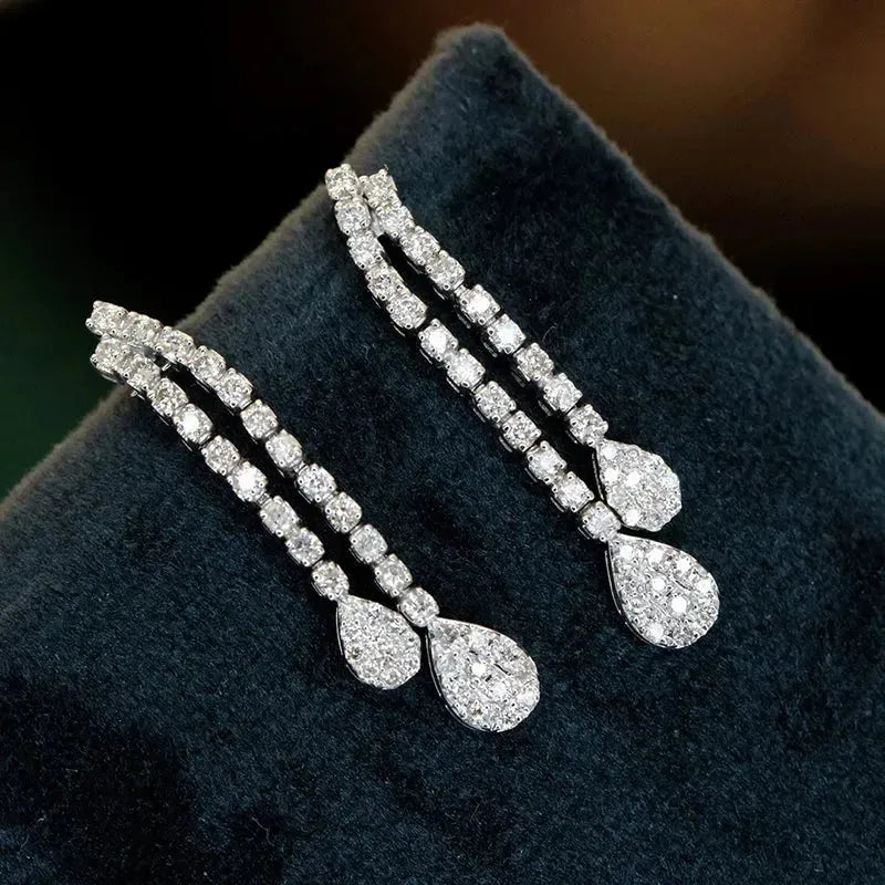 18K White Gold Diamond Drop Earrings for Women - 0.70 Carat Natural Diamond Fashion Jewelry | Elegant Party, Wedding & Evening Wear Accessories