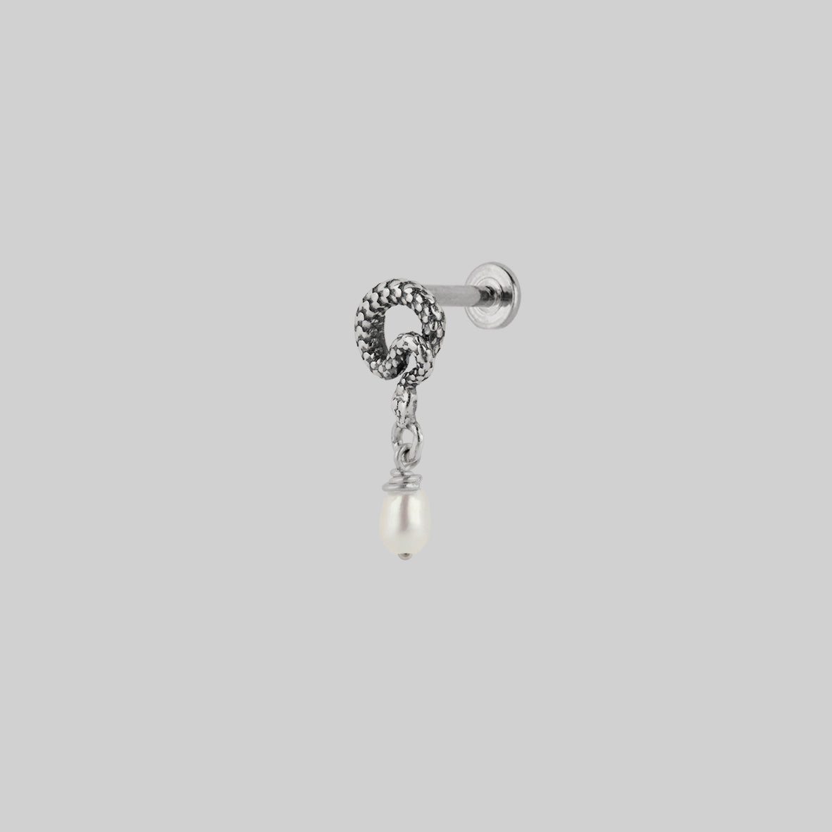 Serpentine Sea Snake Pearl Stud Earrings - Sterling Silver Jewelry for Women, Gift for Her, Perfect for Beach Weddings & Summer Fashion