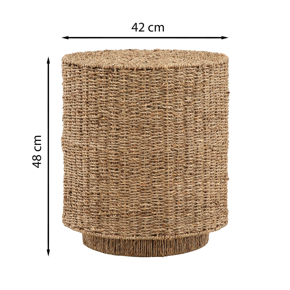Round Natural Wood Side Table with Cleo End Lamp - Perfect for Living Room, Bedroom, or Office Nightstand Lighting