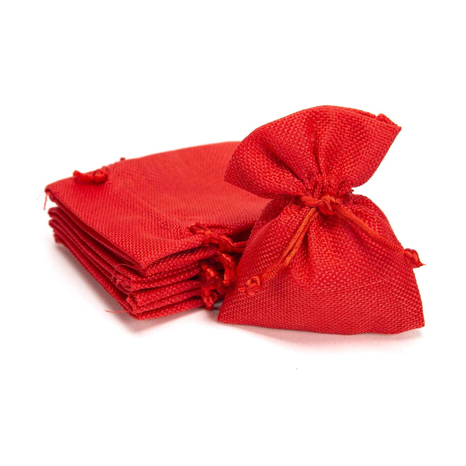 Baratti Pack of 50 Red Jute Drawstring Bags 10x12 Inches - Eco-Friendly Wedding Favor Bags, DIY Craft Storage, Candy Gift Packaging for Christmas Parties & Special Events | Perfect for Wedding Favors, Holiday Gifts and Bulk Candy Storage