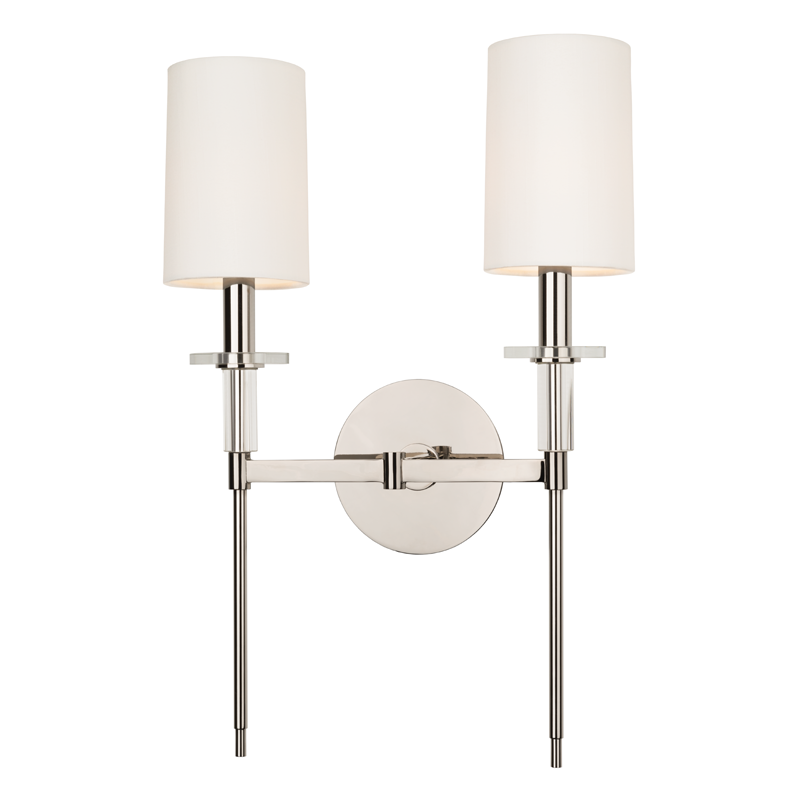 Amherst 2-Light Wall Sconce in Polished Nickel - Modern Lighting Fixture for Bedroom, Living Room & Hallway Decor