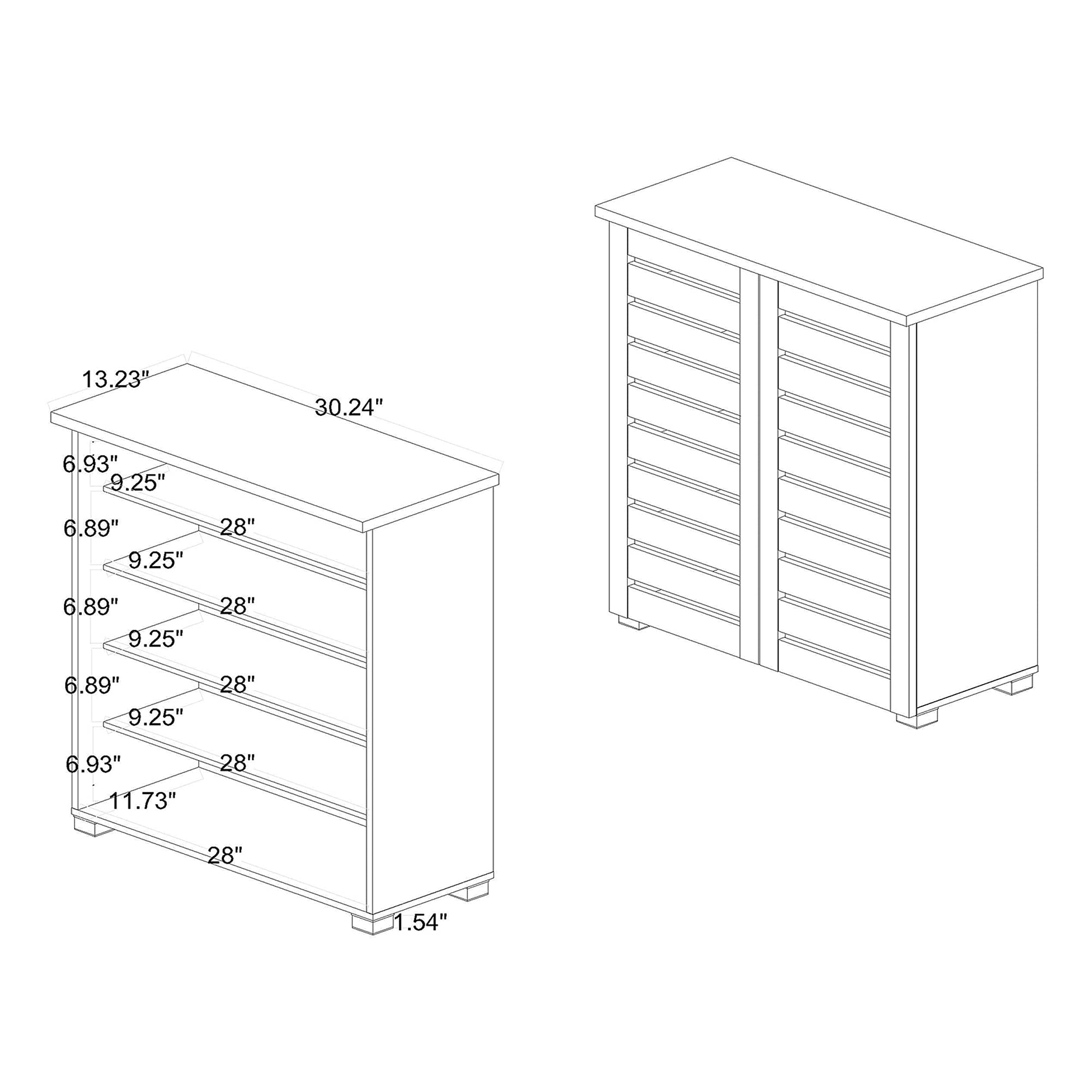 Baxton Studio Adalwin Modern Shoe Cabinet - 2-Door Oak Storage Organizer with Brown Finish | Perfect for Entryway, Closet & Bedroom Shoe Organization