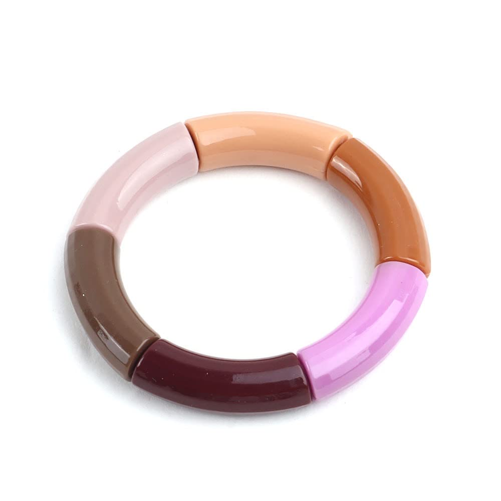Colorful Stretchable Acrylic Tube Bangles Bracelet - Boho Chunky Curved Stacking Friendship Bracelets for Women & Girls | Perfect for Parties, Gifts, and Everyday Boho Fashion Accessories