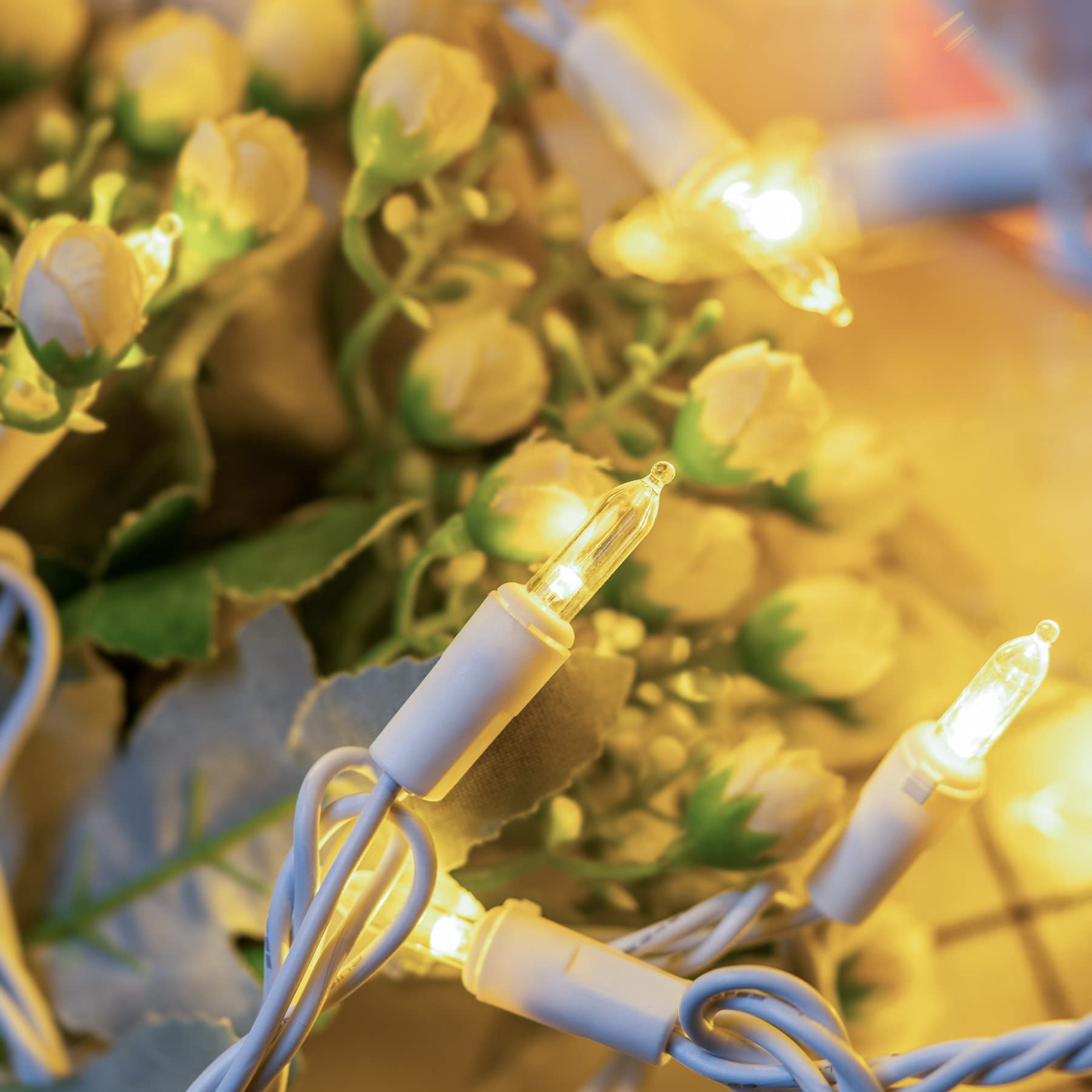 YULETIME 200 Warm White LED Christmas Lights - 66ft White Wire UL Certified Commercial Grade Holiday String Lights for Indoor & Outdoor Decorations