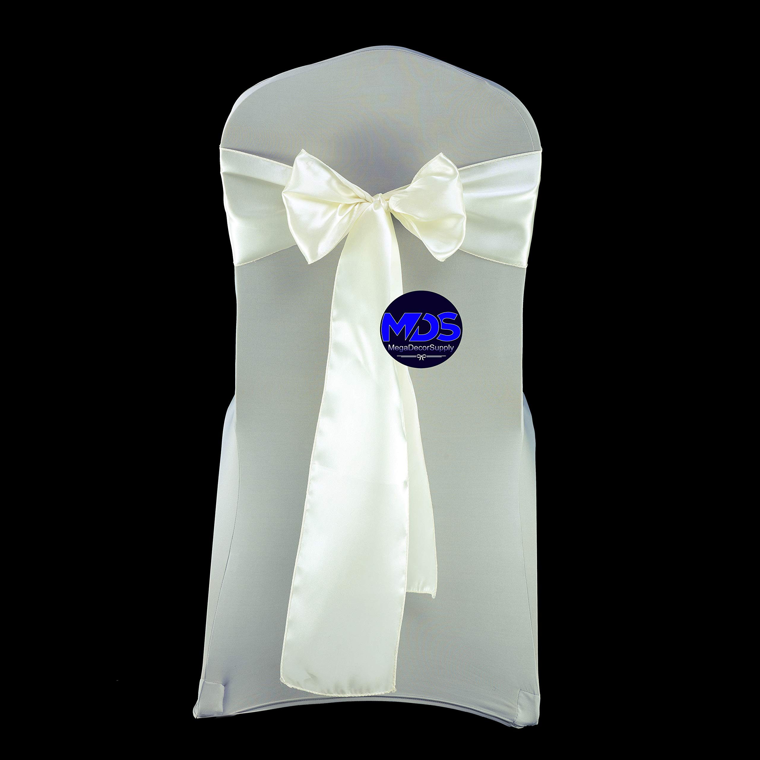 250 Satin Chair Sashes for Weddings, Events & Party Decorations - Ivory Bow Sash Set - Perfect for Bridal Showers, Banquets & Reception Chair Covers
