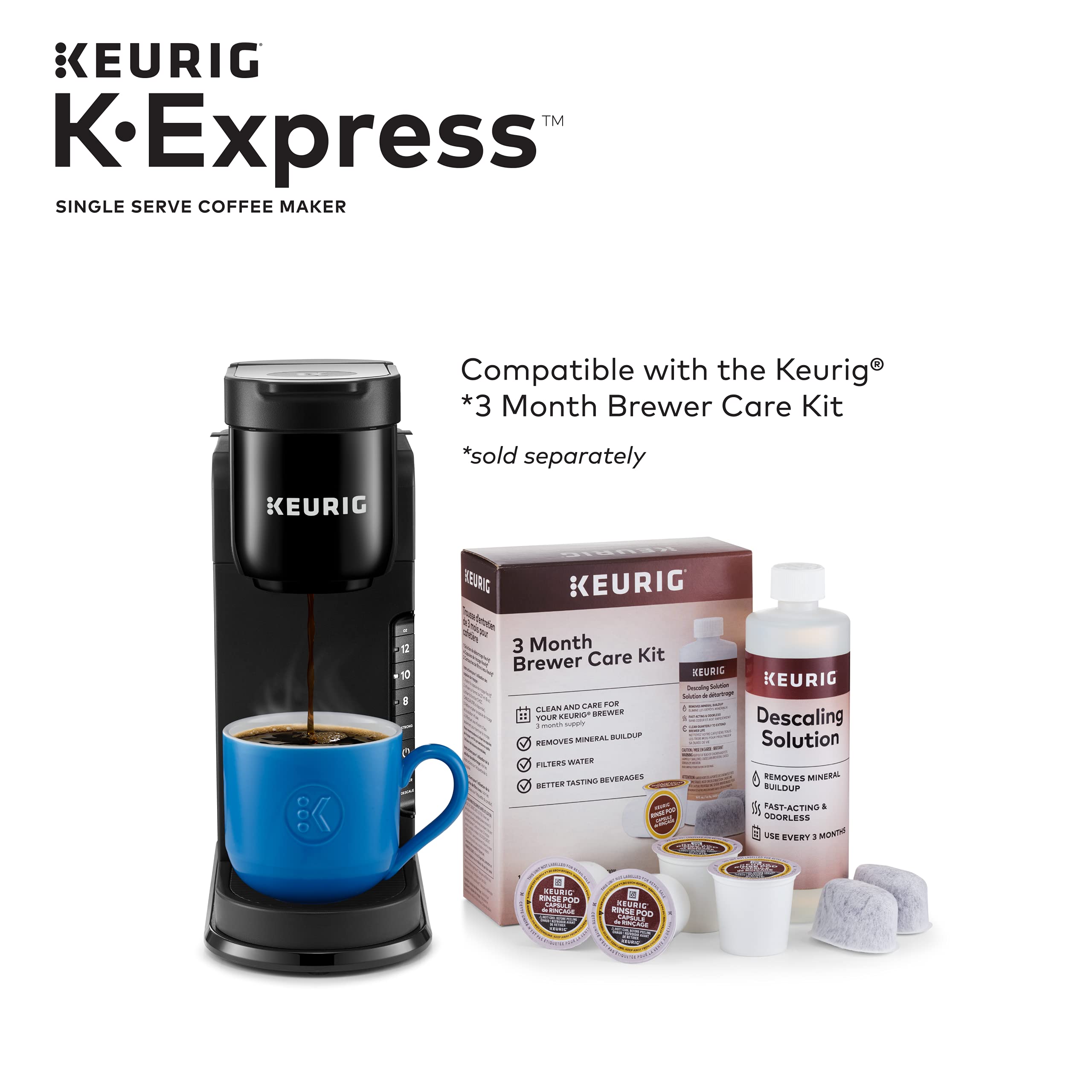 Keurig K-Express Single Serve Coffee Maker with 72 Café Bustelo Espresso Style Dark Roast K-Cup Pods - Fast Brewing for Home, Office & Small Spaces - Perfect for Espresso Lovers & Busy Mornings