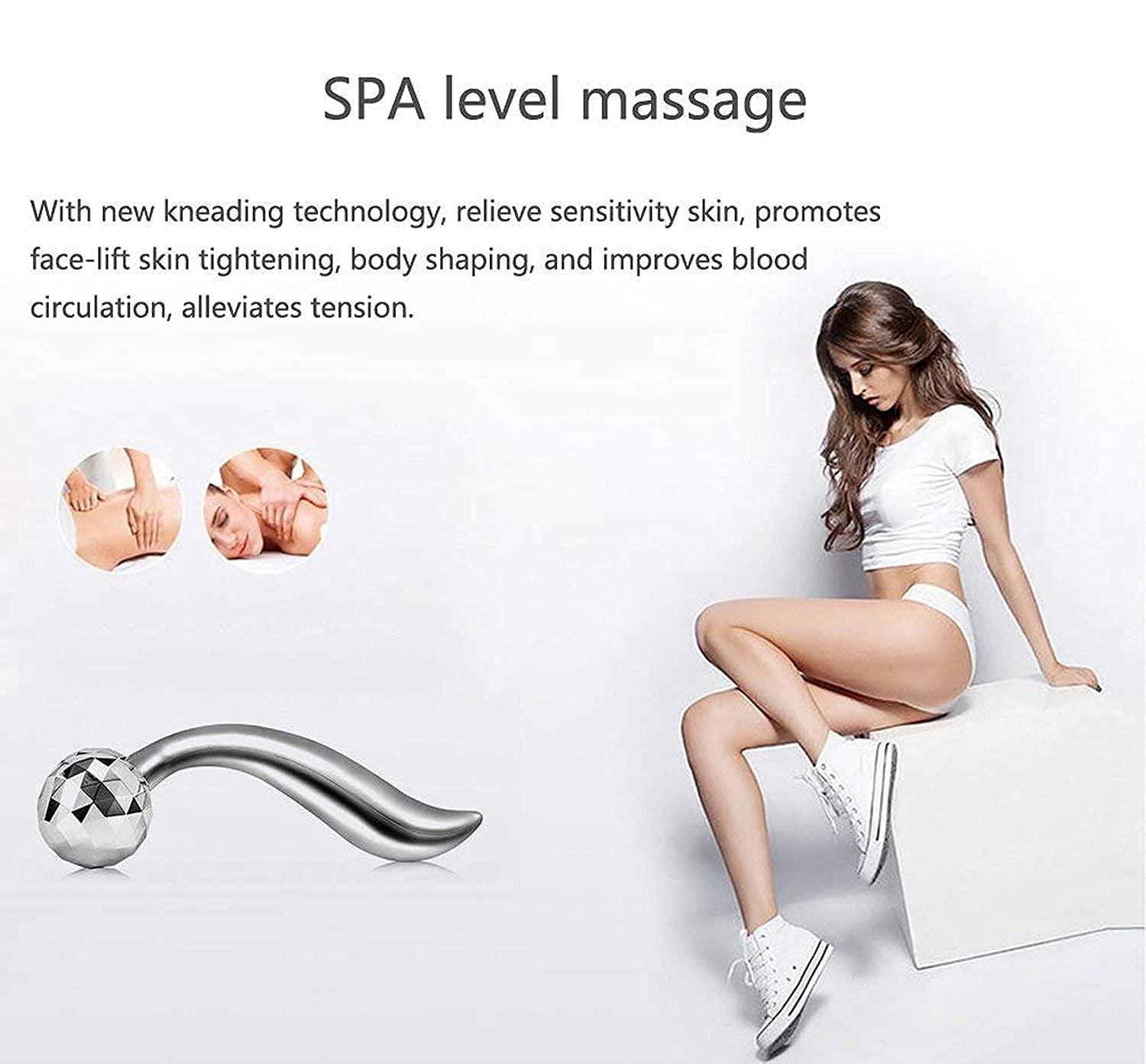 Calldrishe 3D Face Roller Massager - Anti-Aging Facial Massage Tool for Wrinkle Reduction, Face Slimming & Skin Tightening - Silver | Improves Facial Contour, Reduces Neck & Eye Wrinkles | Perfect for Home Spa, Self-Care & Beauty Routine