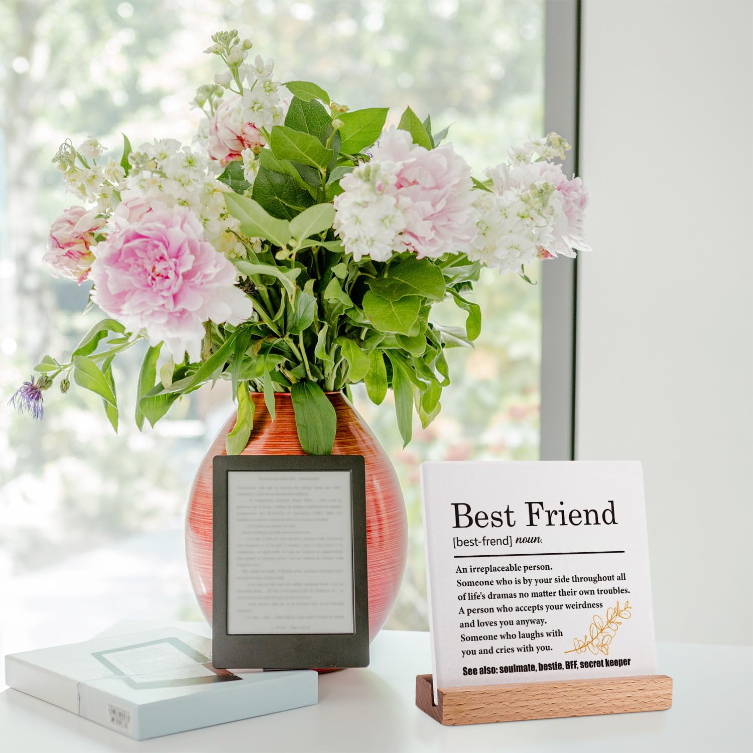 Best Friend Definition Gifts for Women - Thoughtful Birthday & Friendship Present for Her - Thank You Gift Idea - BFF Bestie Desk Decor Plaque Sign - Perfect for Office, Home Decor & Special Occasions