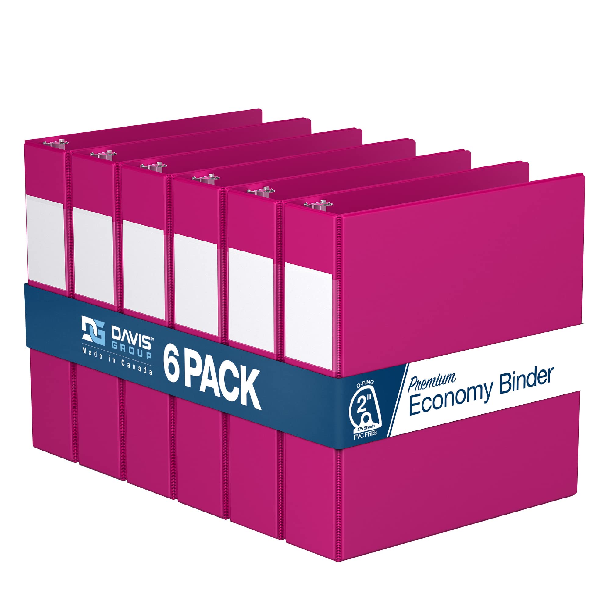 Premium 2-Inch 3-Ring Binders - D Ring Notebook Organizer for School, Office & Home - 6-Pack Colored Binders (Pink) - Perfect for Organizing Documents, Notes & Projects