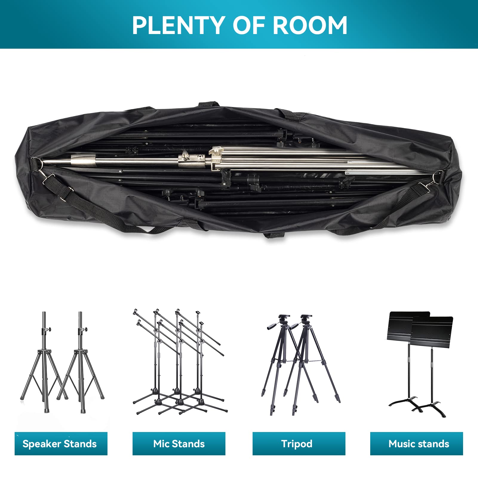 Professional Universal Microphone Stand with Tripod Base & Carrying Bag - 50