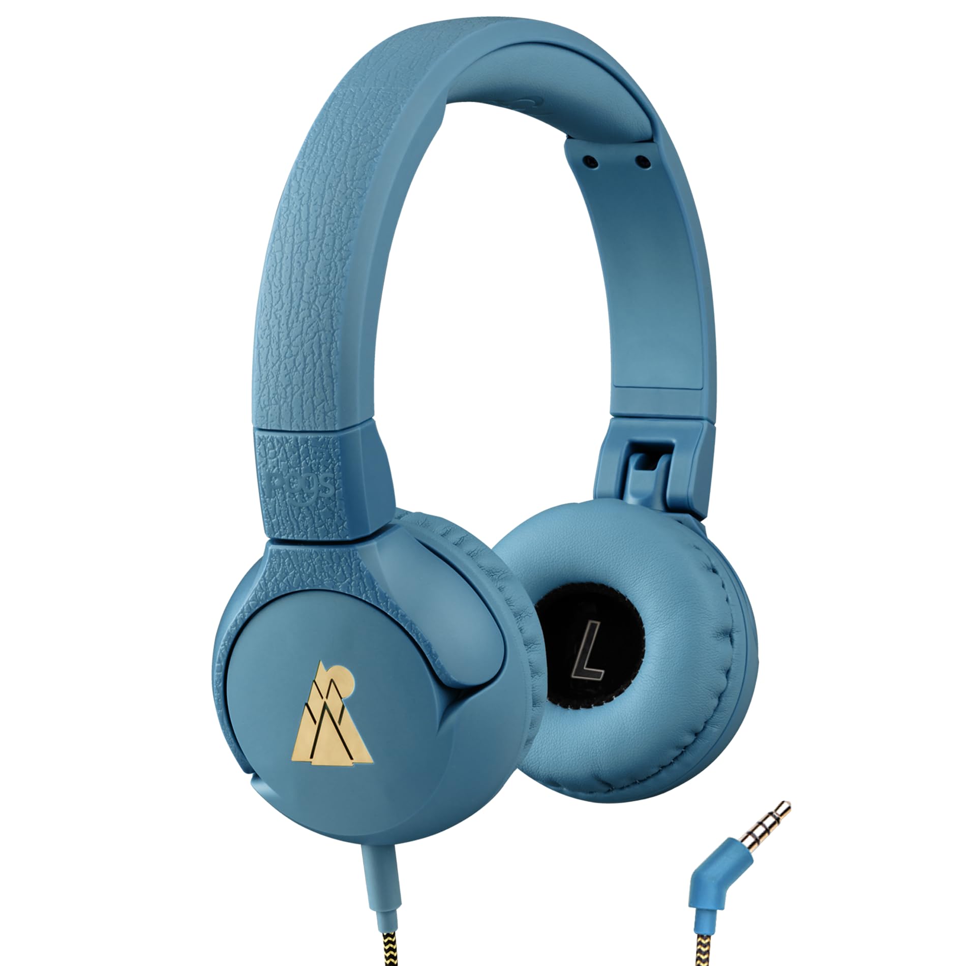 POGS Kids Wired Headphones with Microphone - Adjustable On-Ear Headphones for Children 3+ Years | 85dB Volume Limit, Durable Design & Music Sharing Function | 3.5mm Audio Cable (3.2ft) - Perfect for Online Learning, Gaming & Travel (Blue)