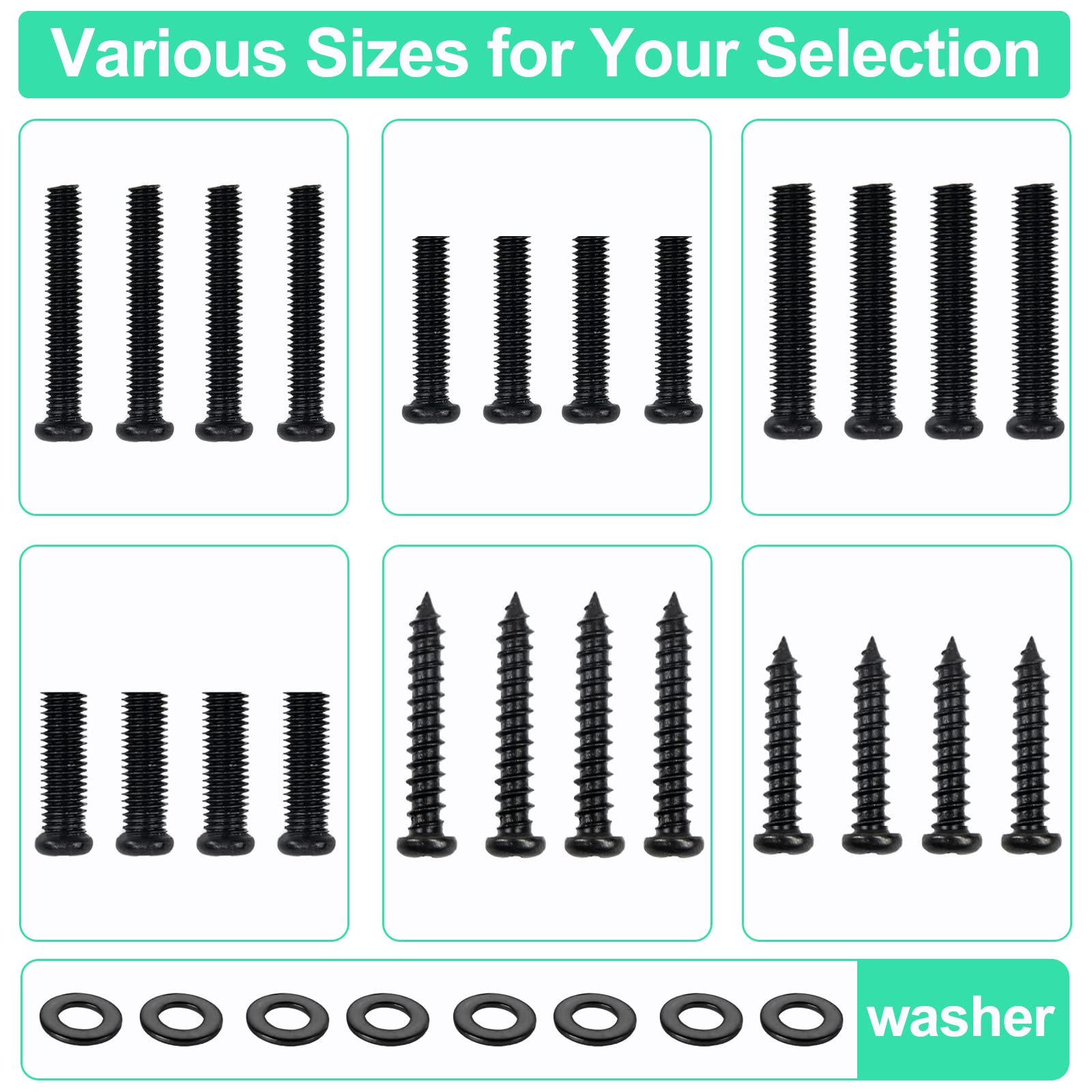 Universal TV Stand Screws and Washers Kit - Compatible with Westinghouse, JVC, Pioneer, Philips, Roku TV Mounts - Includes Screws & Washers for Secure TV Leg Installation - Perfect for Home Theater Setup and TV Mounting Projects