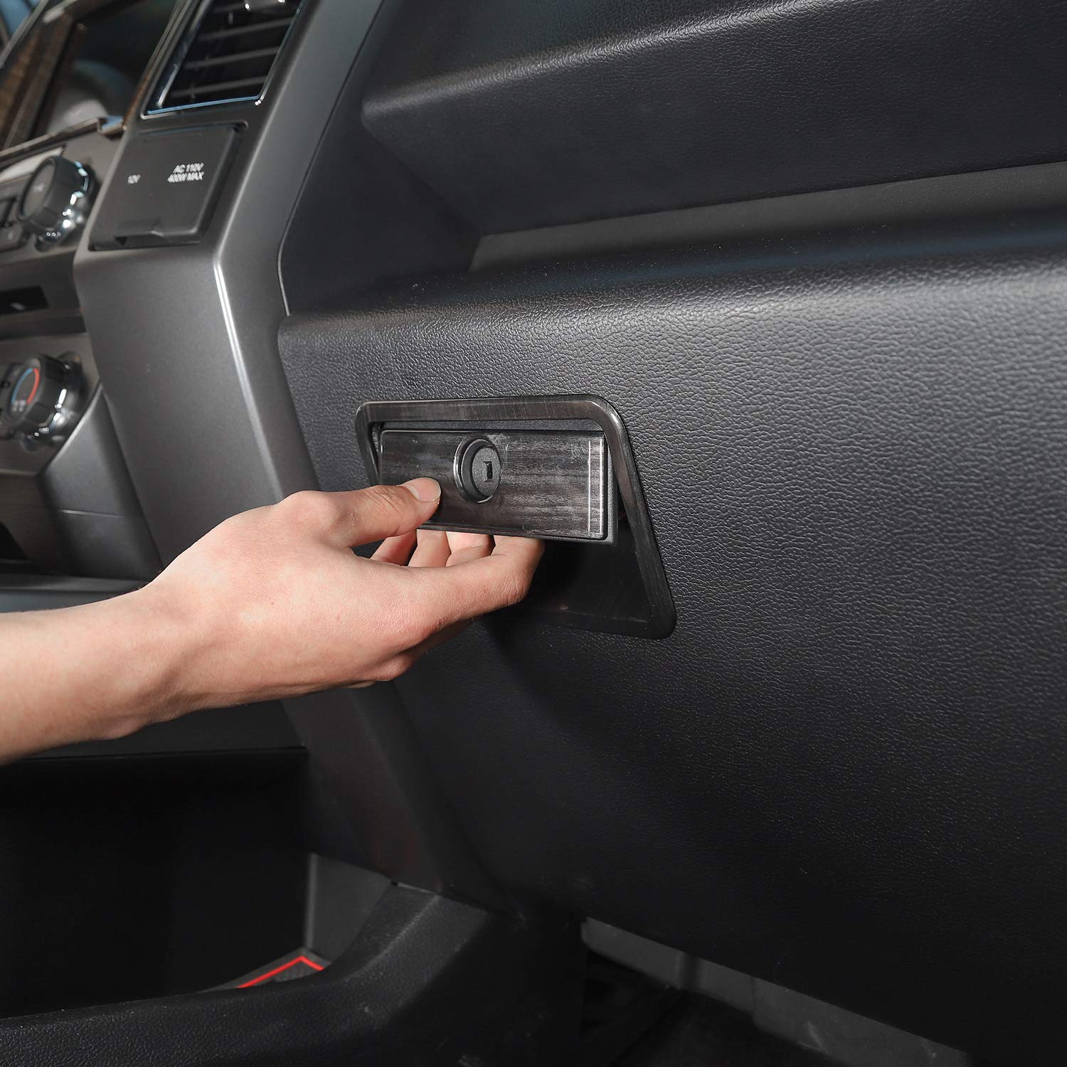 Ford F150 2015-2017 Car Co-Pilot Storage Box | Black Interior Organizer with Handle Cover Trim | Perfect for Road Trips & Daily Commute Accessories