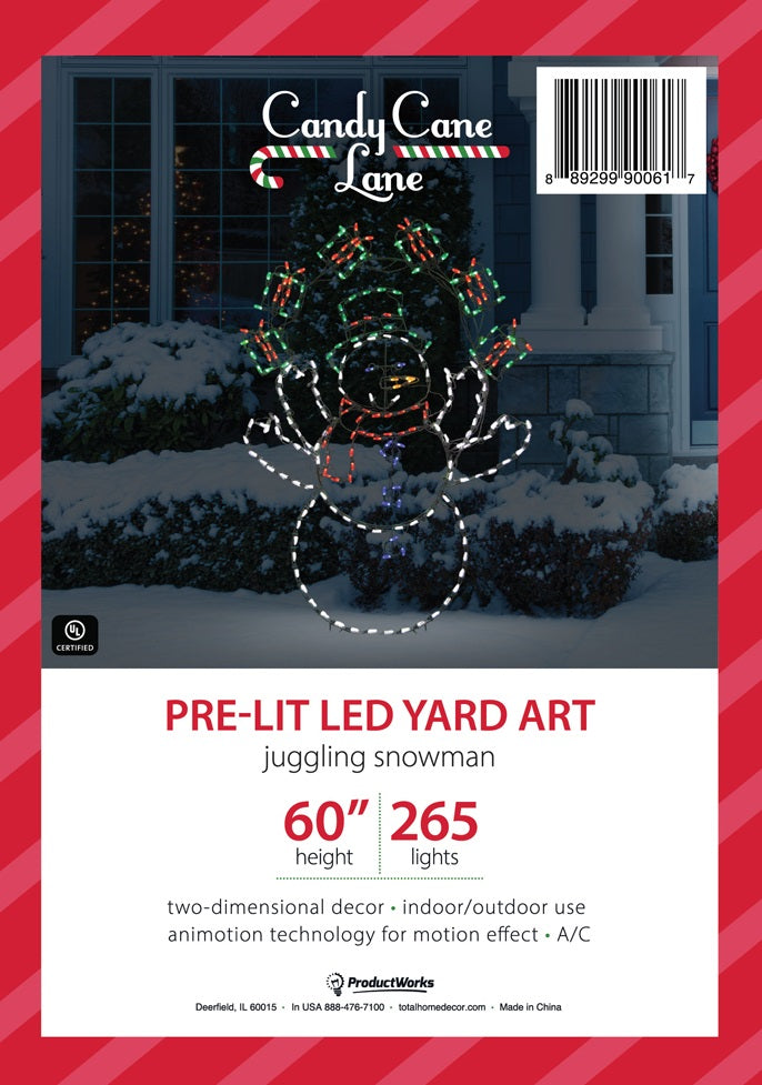 60 Juggling Snowman Animotion Outdoor LED Yard Decoration - Christmas Holiday Light Up Lawn Decor for Garden, Patio, and Front Yard