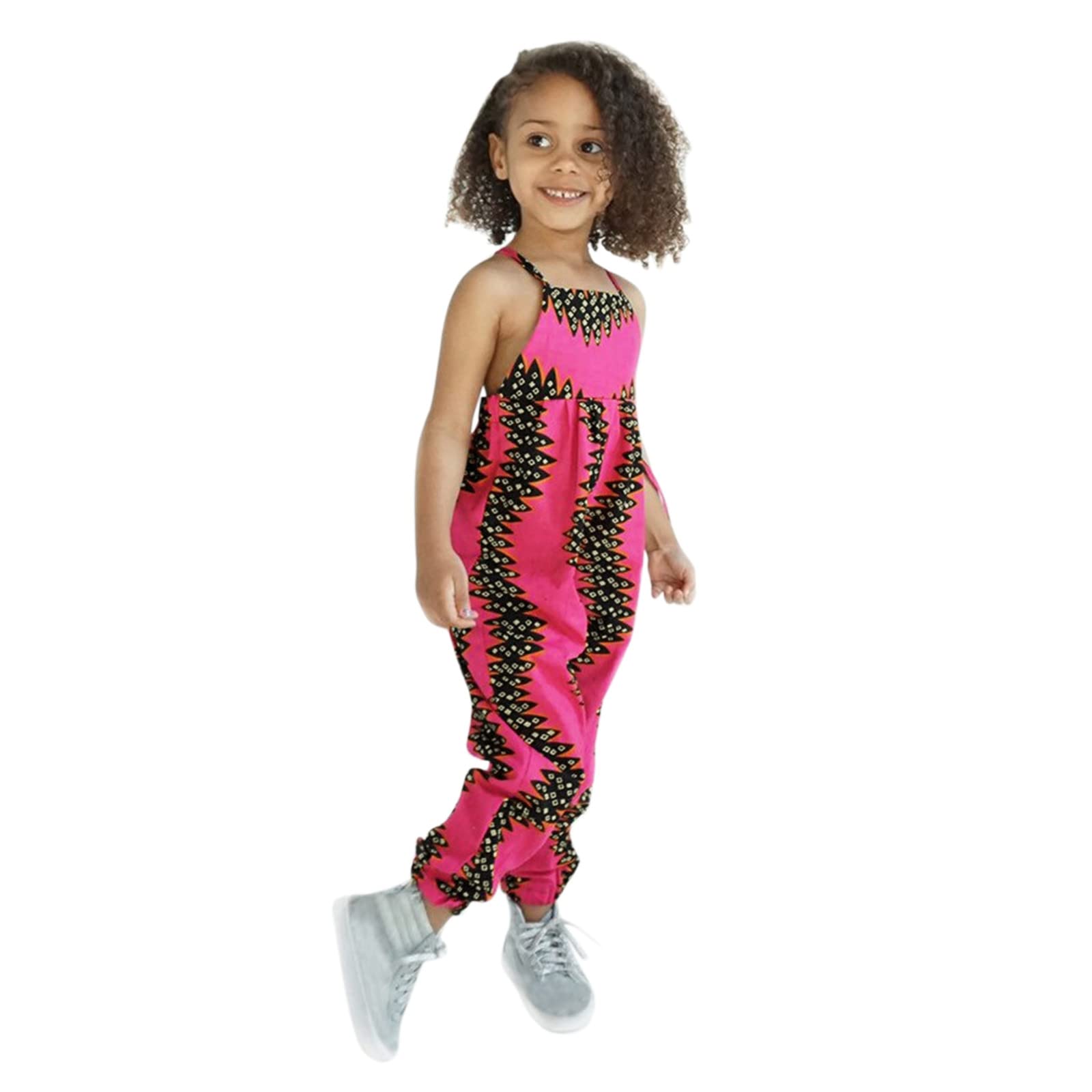 SRTUMEY African Print Toddler Baby Girls Summer Princess Dress Romper Jumpsuit - Ankara Cotton Bodysuit Outfit for Birthday, Photoshoot & Special Occasions