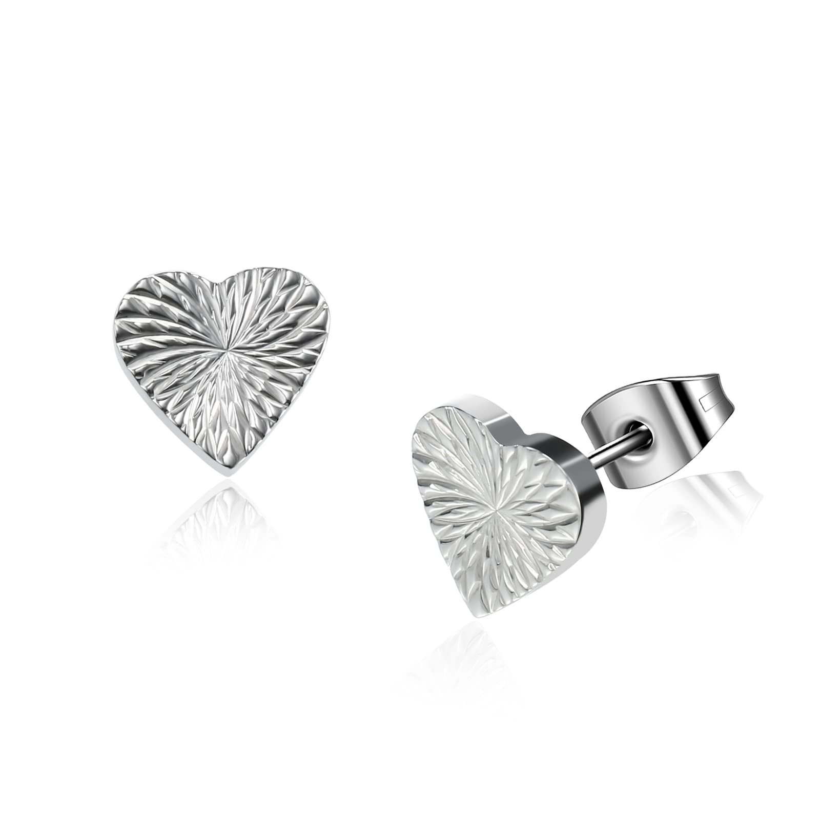 Minimalist Heart Titanium Earrings for Women - Hypoallergenic Cubic Zirconia Stud Earrings for Sensitive Ears | Perfect for Everyday Wear, Gift Giving & Special Occasions
