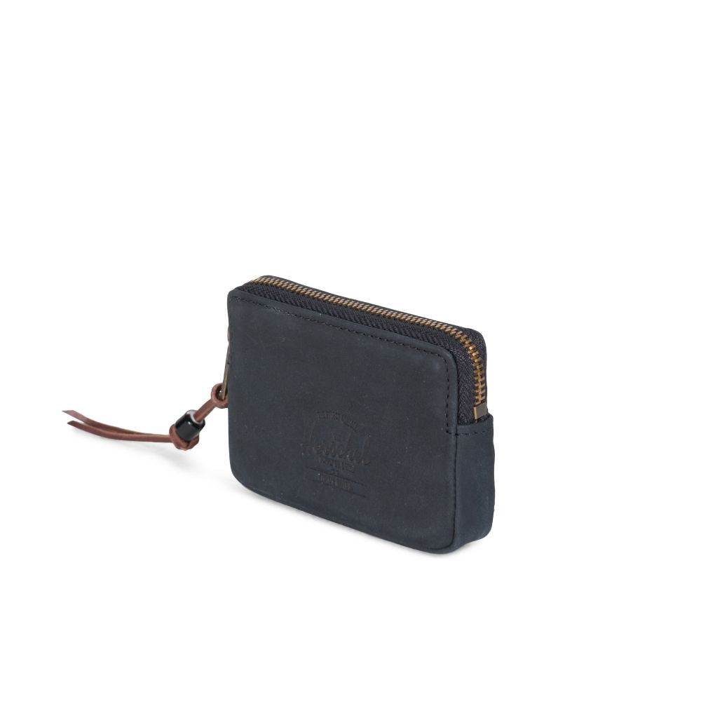 Herschel Beaded Collection Oxford Wallet for Men & Women - Slim RFID Blocking Leather Card Holder - Perfect for Travel, Business & Everyday Use (Black)