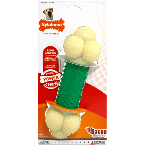 Nylabone Durachew Double Action Chew Toy for Dogs - Durable Puppy Chew Bone for Aggressive Chewers - Promotes Dental Health & Reduces Anxiety - Perfect for Teething, Boredom & Training