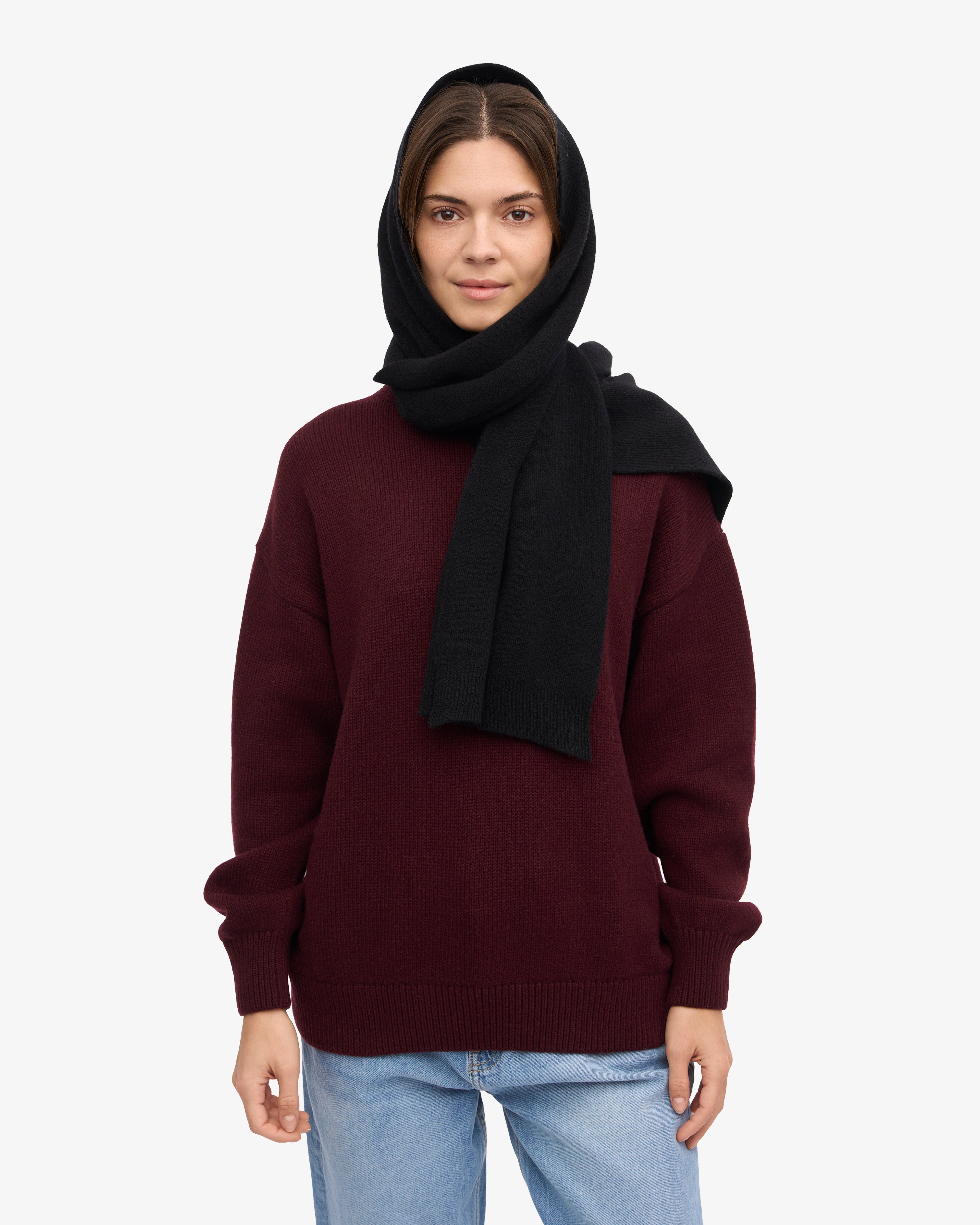 Premium Merino Wool Scarf for Men & Women - Ultra Soft Winter Accessory, Deep Black - Perfect for Cold Weather, Outdoor Activities & Fashion Layering