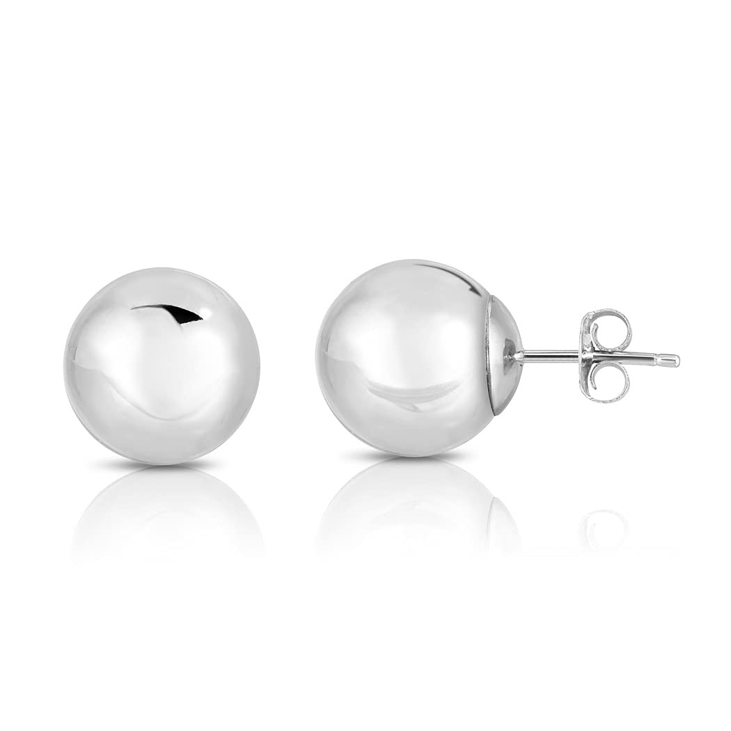 14K Gold Shiny Ball Post Earrings for Women - White Gold, Yellow Gold, Rose Gold - 3mm to 10mm Sizes - Elegant Jewelry Gifts for Everyday Wear, Parties & Special Occasions