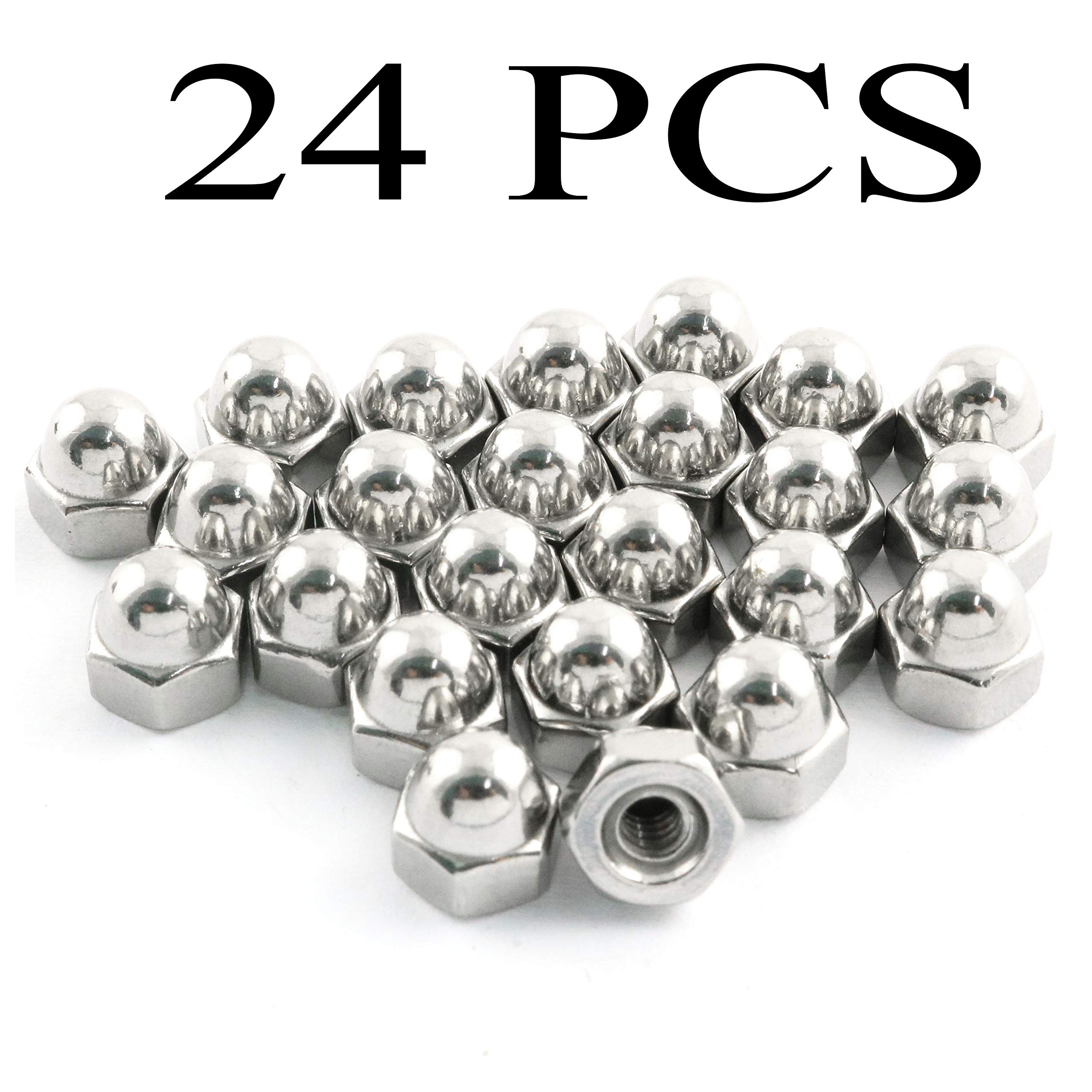 24pcs #8-32 304 Stainless Steel Hex Cap Nuts - Heavy Duty Corrosion Resistant Fasteners for Furniture, Machinery & DIY Projects