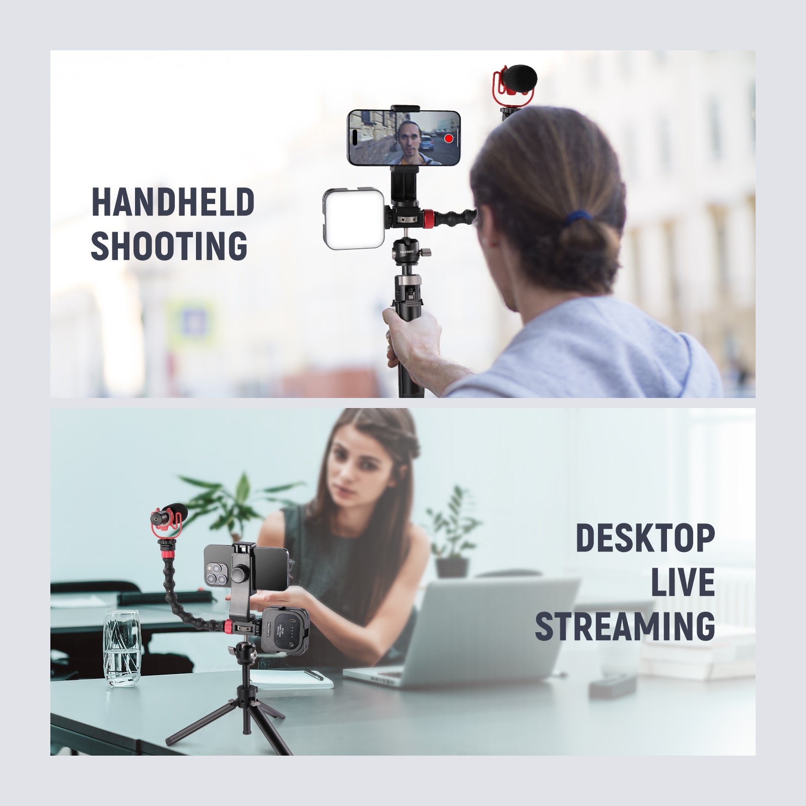 NEEWER TP32 Compact Aluminum Alloy Desktop Mini Tripod Stand for DSLR Camera, Smartphone, Webcam - Perfect for Vlogging, Live Streaming & Photography