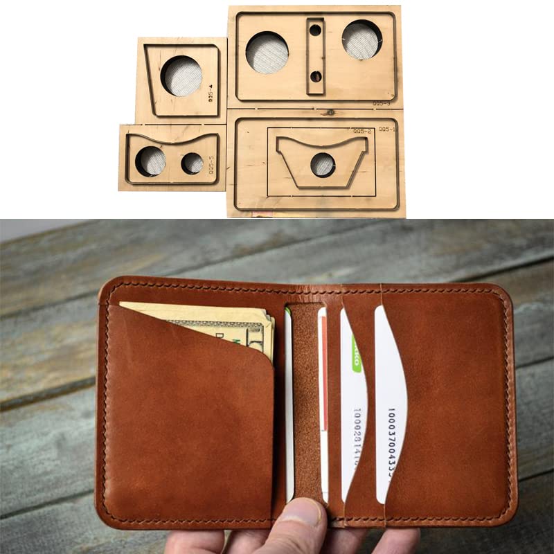 Japan Steel Blade Rule Die Cut Card Holder - Minimalist Bifold Leather Wallet for Men & Women - Small Wood Dies for Leather Crafting (With Stitch Hole) - Perfect for DIY Projects, Gift Giving & Everyday Carry