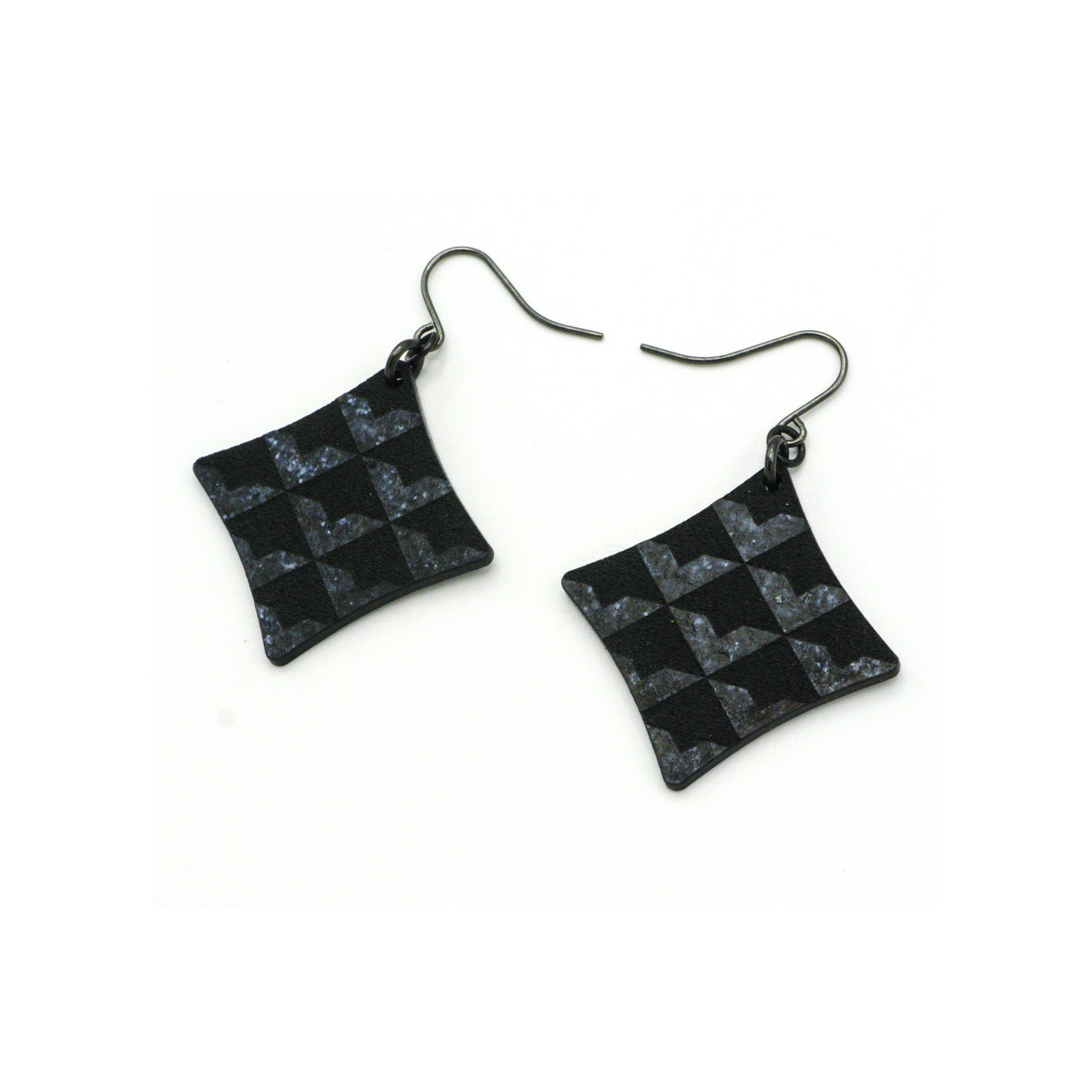 Concave Diamond 1R Acrylic Earrings - Black Galaxy & Black | Stylish Dangle Earrings for Women, Perfect for Parties, Weddings & Everyday Wear
