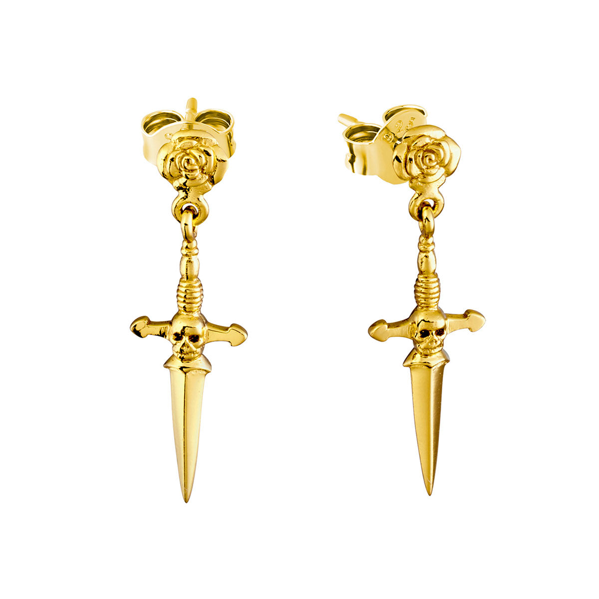 Fallen Dagger Earrings - 14K Gold Plated Gothic Punk Jewelry for Women | Perfect for Halloween, Cosplay and Alternative Fashion