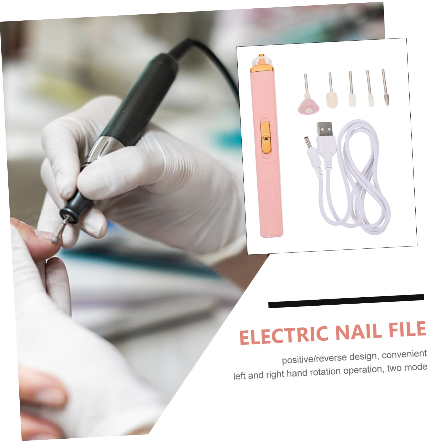 Minkissy 5-in-1 Cordless Electric Nail Drill Kit - Professional Manicure Tools for Acrylic Nails, Portable USB Rechargeable Nail Art Grinder & Filer - Perfect for Home Salon, Nail Art DIY & Professional Use