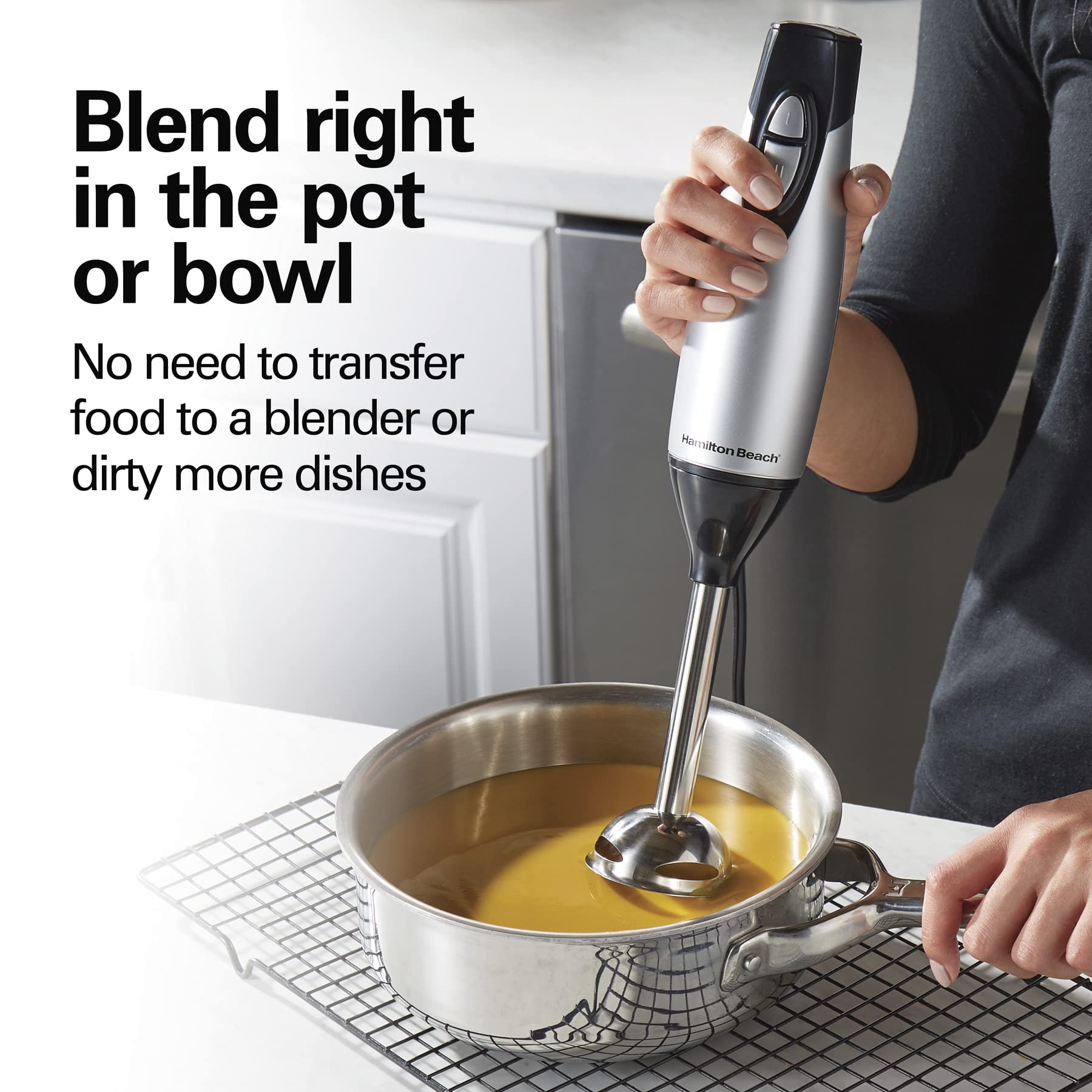 Hamilton Beach 3-in-1 Immersion Hand Blender with Whisk & Chopper Attachment - Powerful 250W Electric Hand Mixer for Smoothies, Soups & Baking - Perfect Kitchen Tool for Blending, Whipping & Food Prep