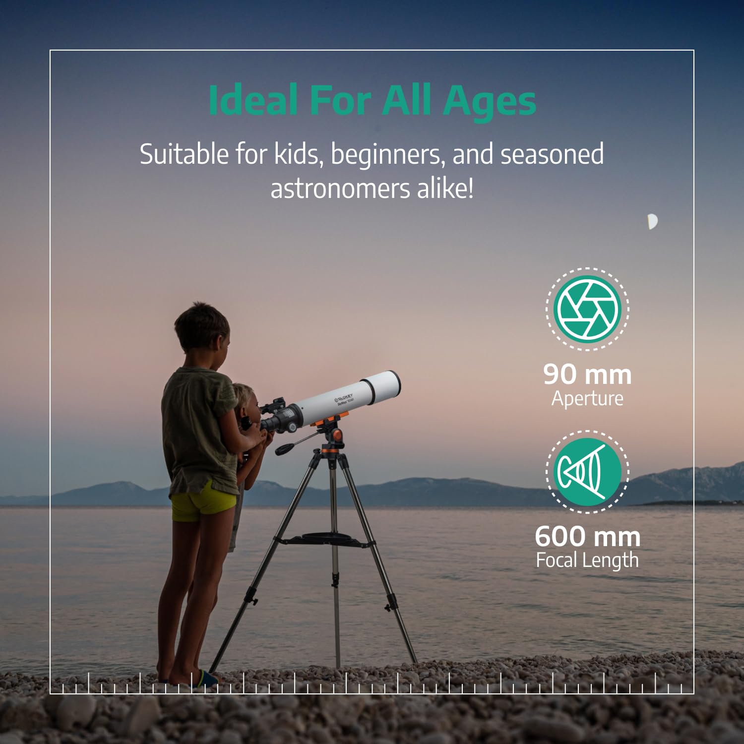 Slokey 60090 Astronomical Refractor Telescope 24x-300x Magnification - Portable & Powerful Travel Telescope for Adults & Beginners - Perfect for Moon Viewing, Planet Observation & Stargazing - Ideal for Camping, Hiking & Outdoor Adventures