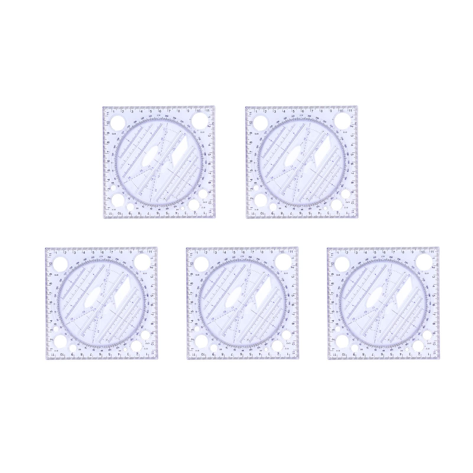 5-Piece Helix Angle and Circle Maker Set with 360° Rotatable Ruler - Multifunctional Drafting Tool with Integrated Circle Templates for Architects, Engineers & Artists - Perfect for Technical Drawings, Sketching & Design Projects
