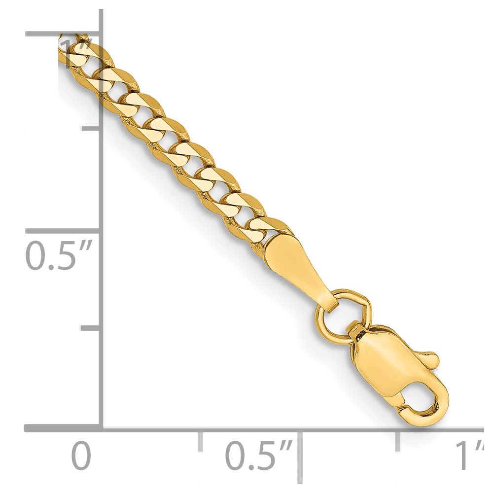 14K Yellow Gold 2.3mm Beveled Curb Chain Bracelet for Women - Dainty Fine Jewelry Gift for Her, Birthday, Anniversary & Special Occasions - Perfect for Everyday Wear, Date Nights & Formal Events