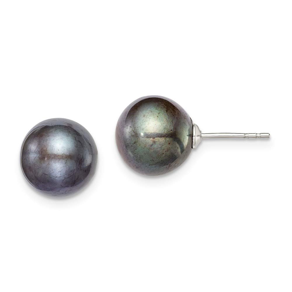 9-10mm Black Freshwater Cultured Pearl Sterling Silver Stud Earrings for Women - Perfect for Weddings, Parties & Everyday Elegance
