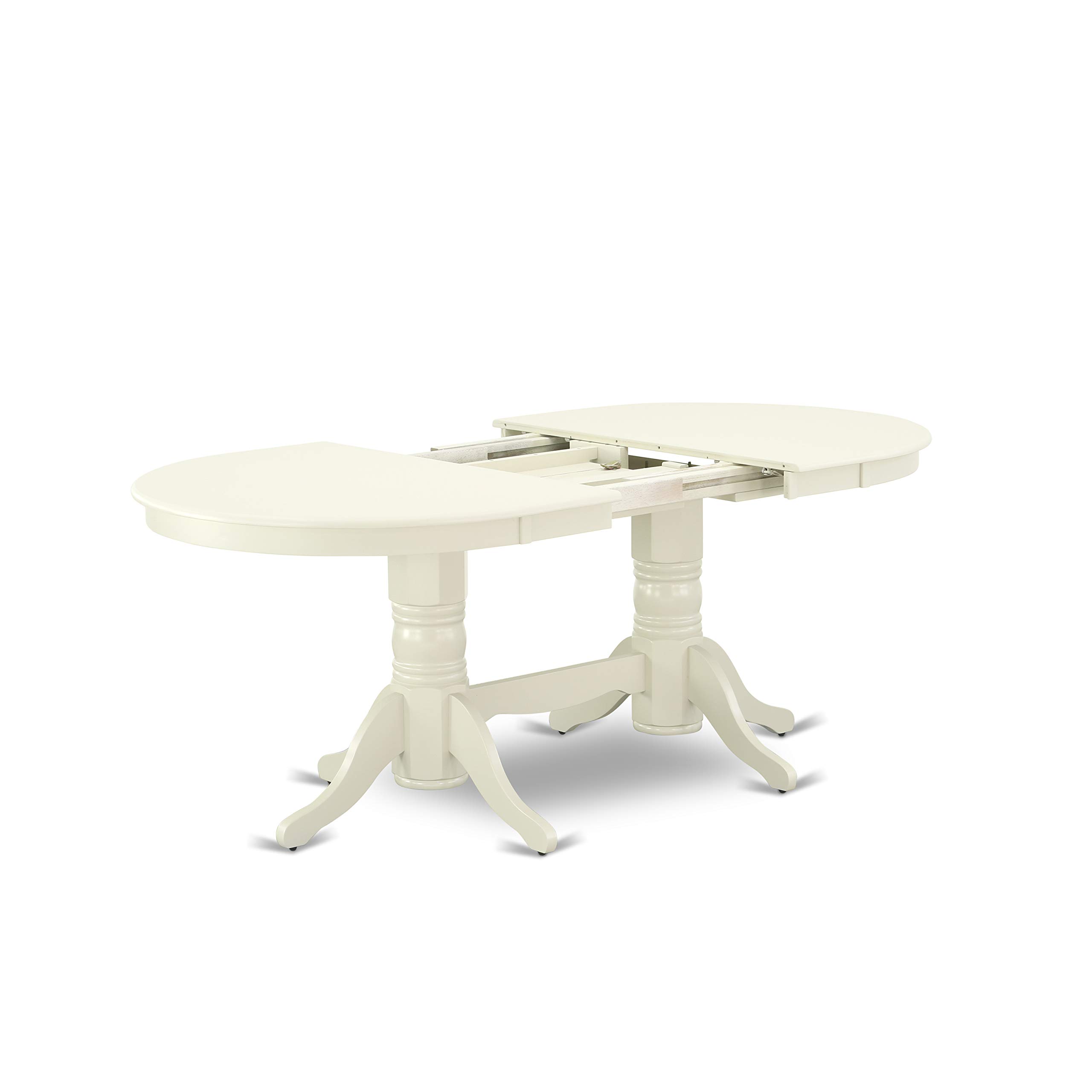 East West Furniture 5-Piece Dinette Set for 4 - Oval Dining Table with Butterfly Leaf & 4 Kitchen Chairs, 40x76 Inch, Linen White - Perfect for Small Kitchens, Breakfast Nooks & Compact Dining Spaces
