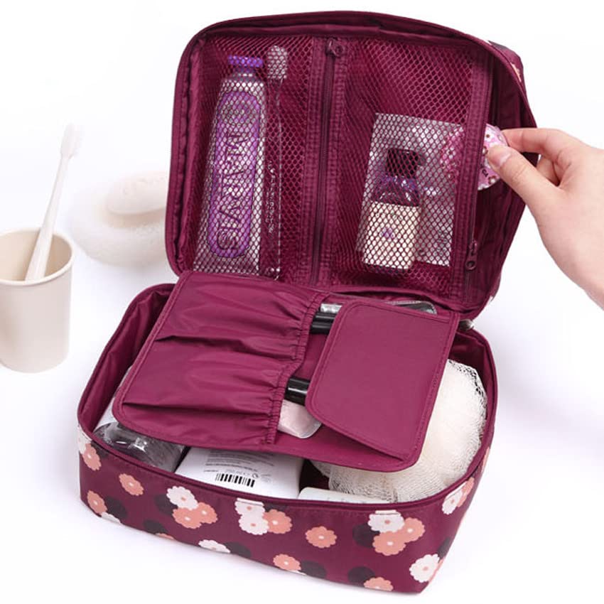 BuenoVida Waterproof Hanging Toiletry Bag for Travel - Maroon Cosmetic Organizer for Men & Women