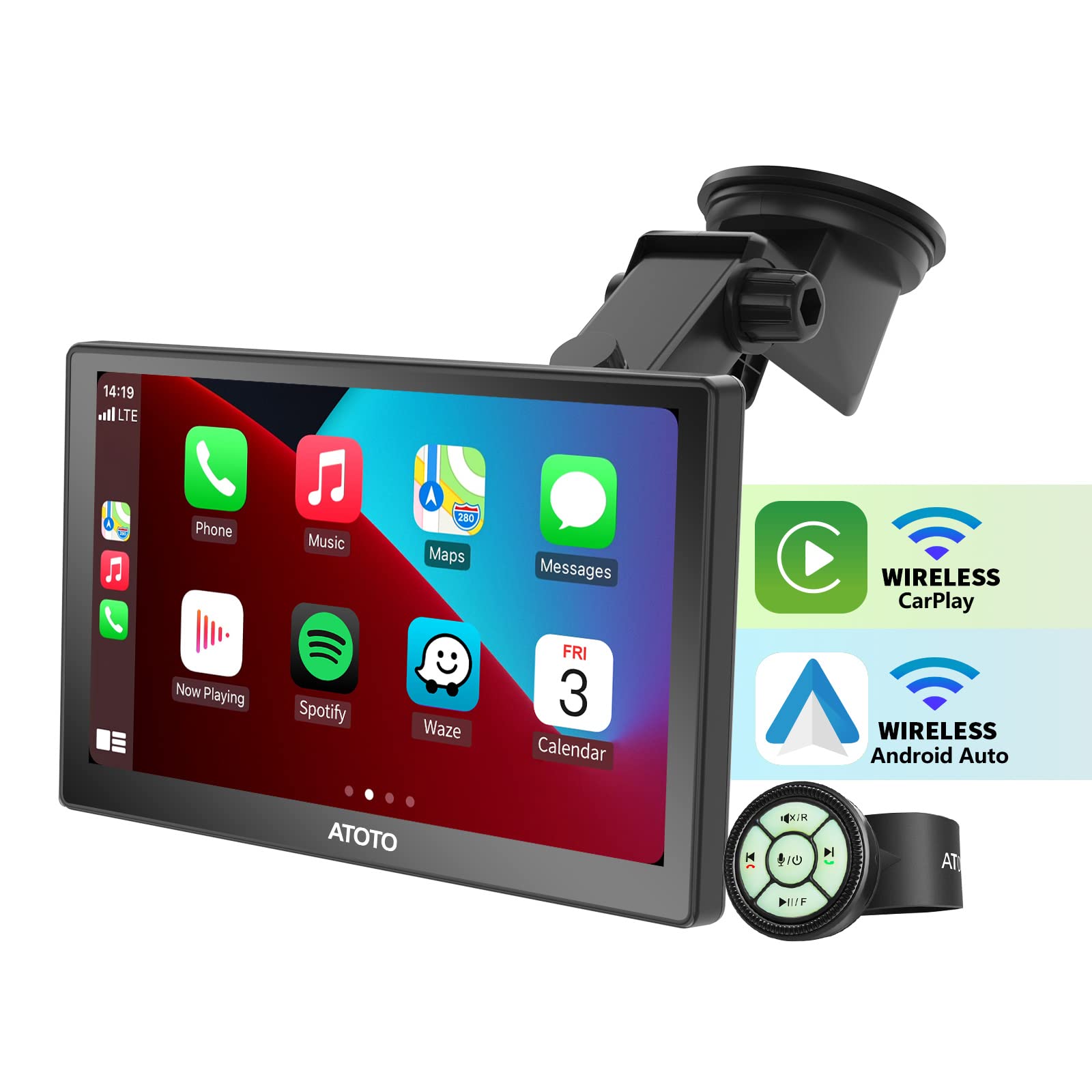 ATOTO P8 7-Inch Wireless CarPlay & Android Auto Car Stereo with QLED Touchscreen, HD 1080P Front/Rear Camera Input, WDR, Auto Dimmer, Bluetooth - Perfect for Road Trips & Daily Commuting