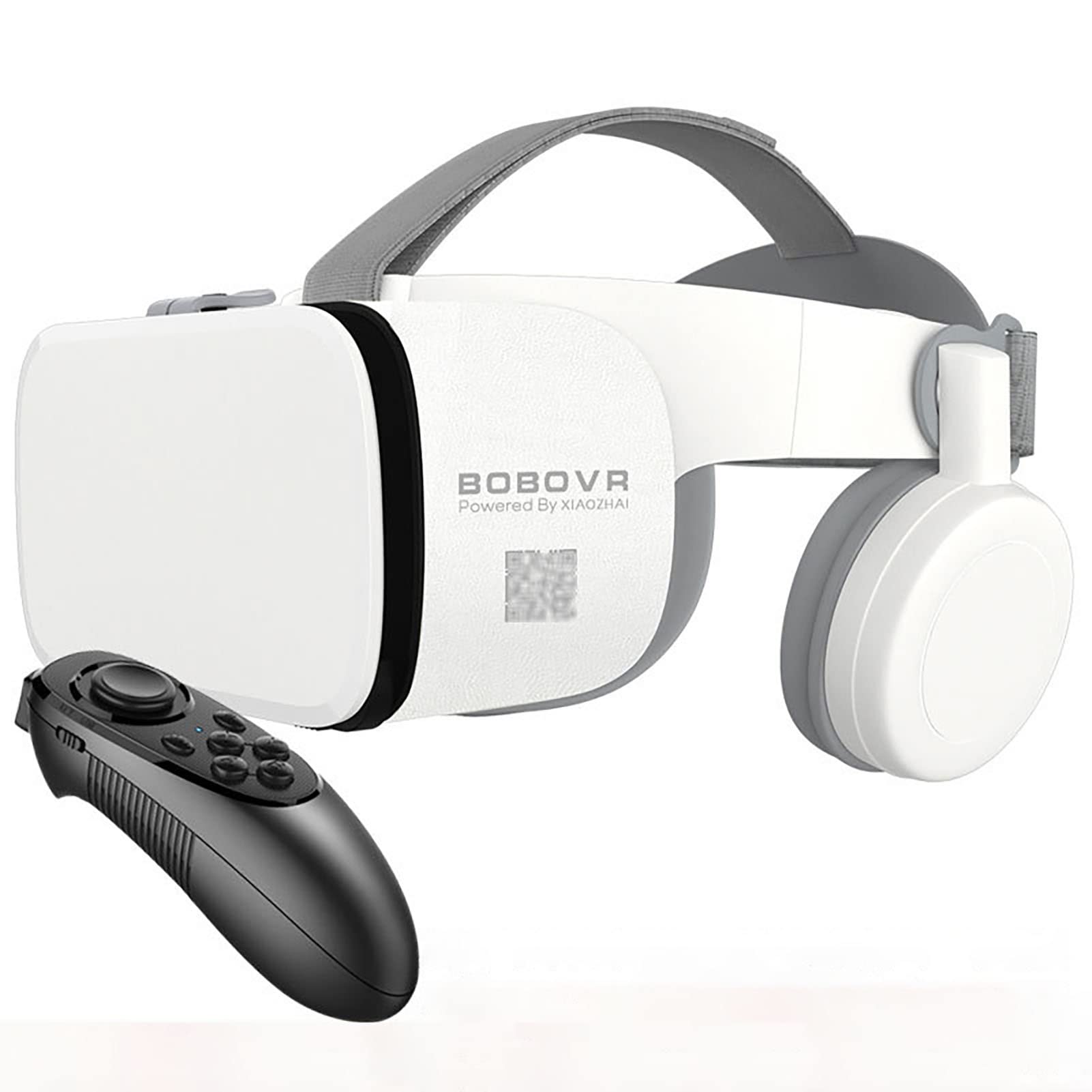 3D VR Virtual Reality Glasses with Remote Control - Full Screen Stereo VR Headset Compatible with iPhone 14/13/12/11 Pro/Mini/X/R/S/Max & Samsung Galaxy - Android & iOS Smartphone VR Kit (White) - Perfect for Gaming, Movies & Immersive Experiences