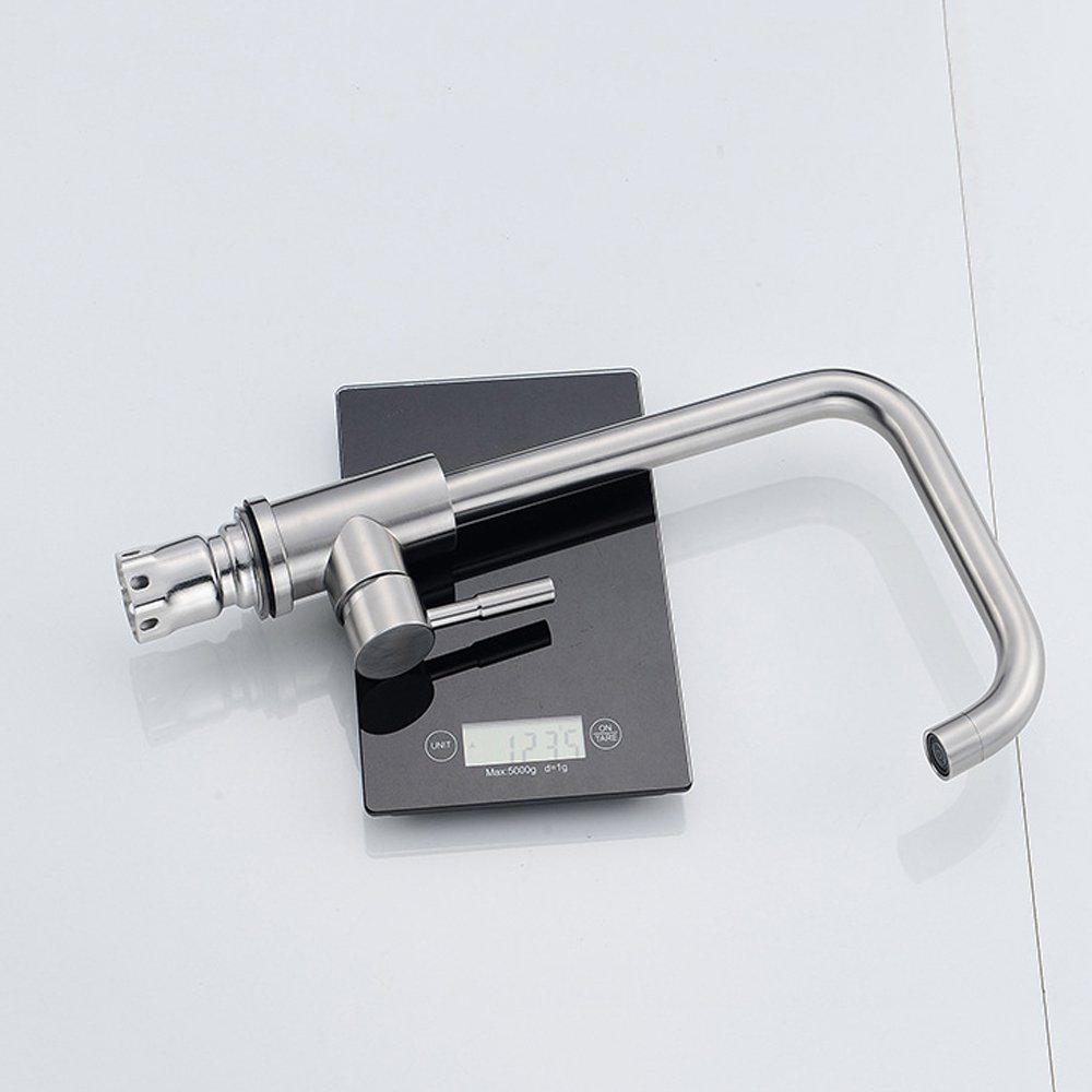 304 Stainless Steel Mixer Tap - Single Handle Kitchen & Bathroom Sink Faucet with 360° Swivel Spout | Hot & Cold Water Saving Modern Design for Wash Basin, Vanity, Washing Machine & Mop Pool (Color: Chrome) - Perfect for Home, Restaurant & Commercial Use