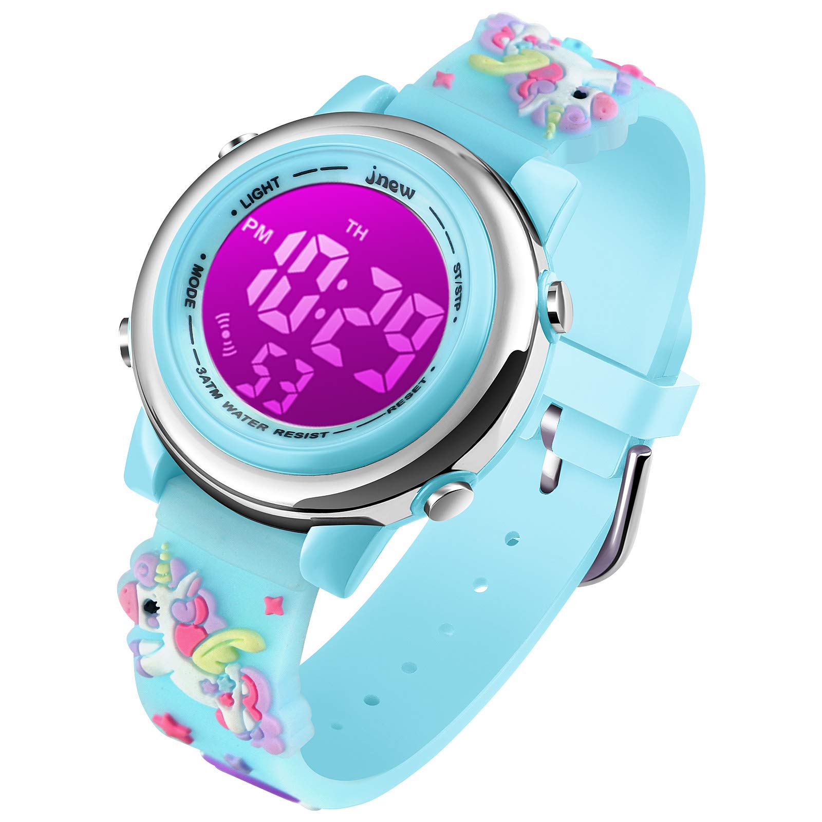 Cofuo Girls Digital Watch for Kids Age 3-12 - 3D Cartoon Waterproof LED Sports Watch with Luminous Display, Alarm & Stopwatch - Perfect Birthday Gift for Toddlers & Outdoor Play