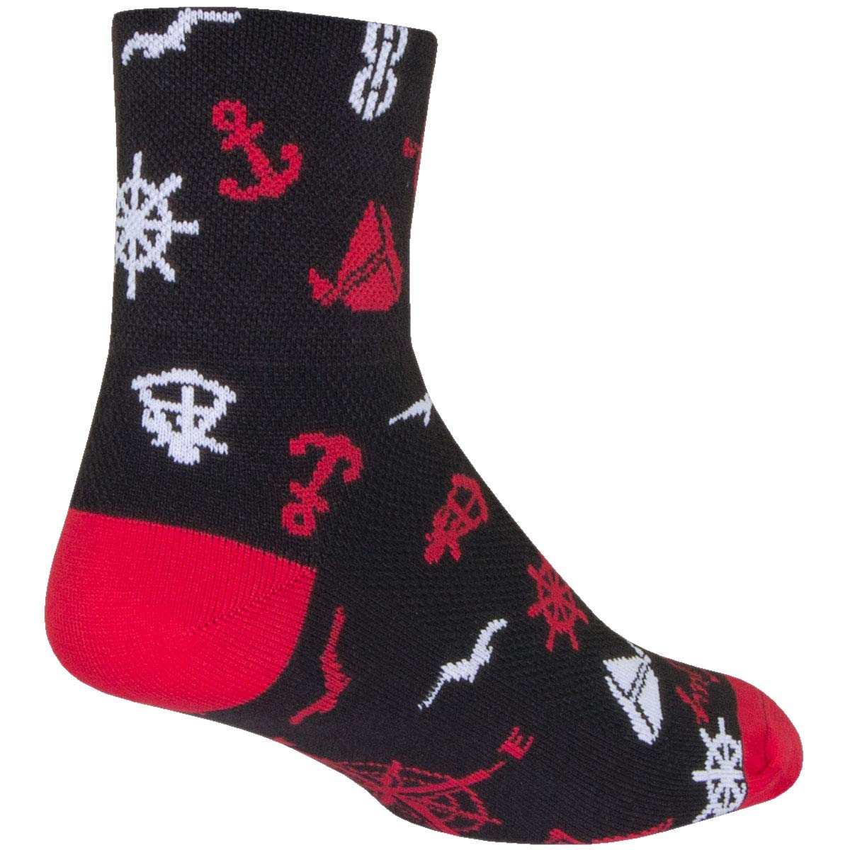 SockGuy Voyage Socks for Men & Women - Breathable Hiking & Travel Socks (Black/Red/White, Large/XL) - Perfect for Outdoor Adventures, Camping & Daily Wear