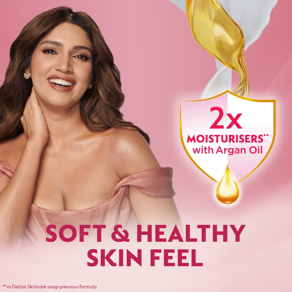 Dettol Moisturizing Beauty Soap Bar with Argan Oil (600g) - Pack of 4 | Gentle Cleansing for Soft, Smooth Skin | Perfect for Daily Bathing, Showering & Skincare Routine