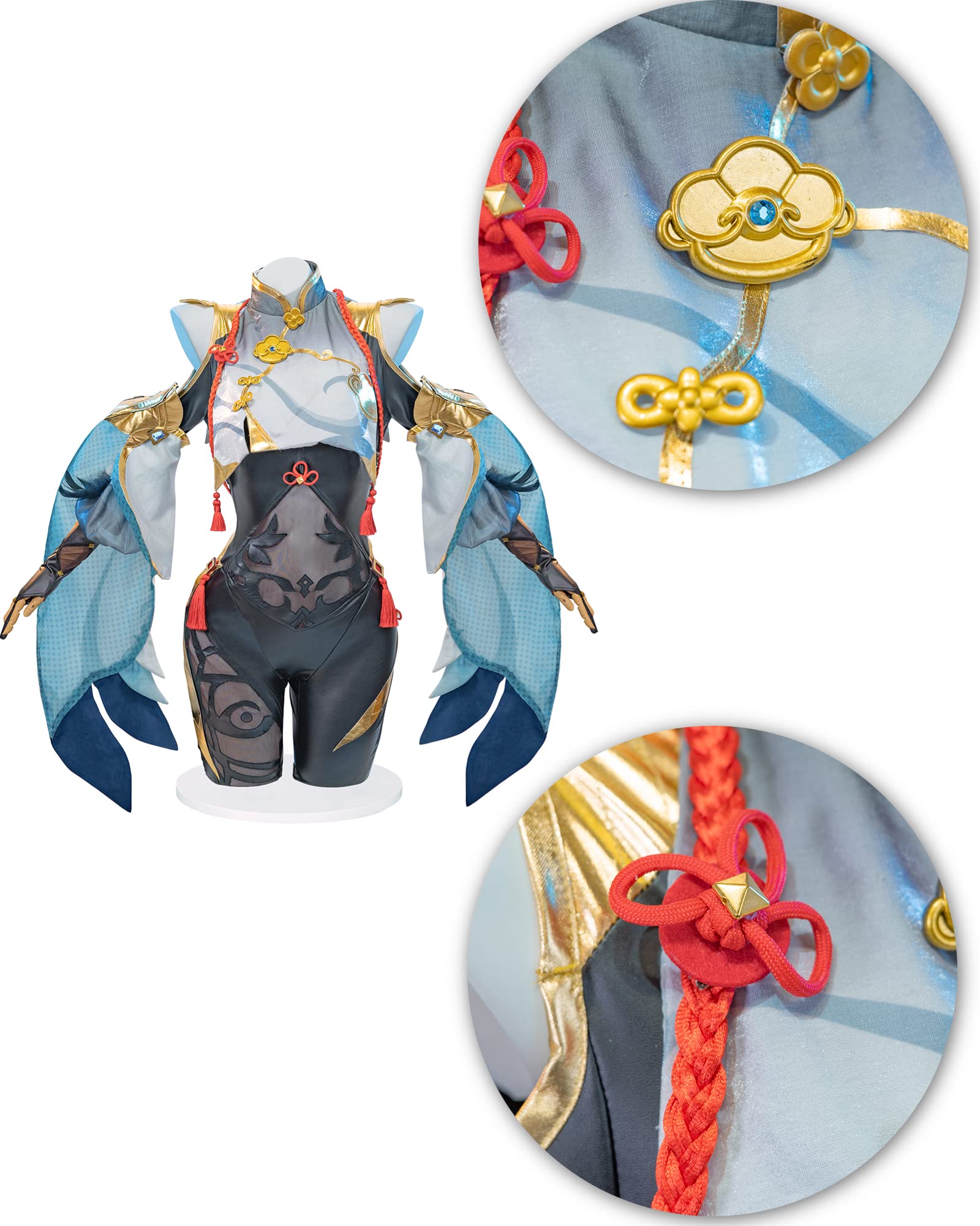 Genshin Impact Shenhe Cosplay Costume for Women - Official Game Character Jumpsuit Outfit | Halloween, Cosplay Events, Anime Conventions, Themed Parties